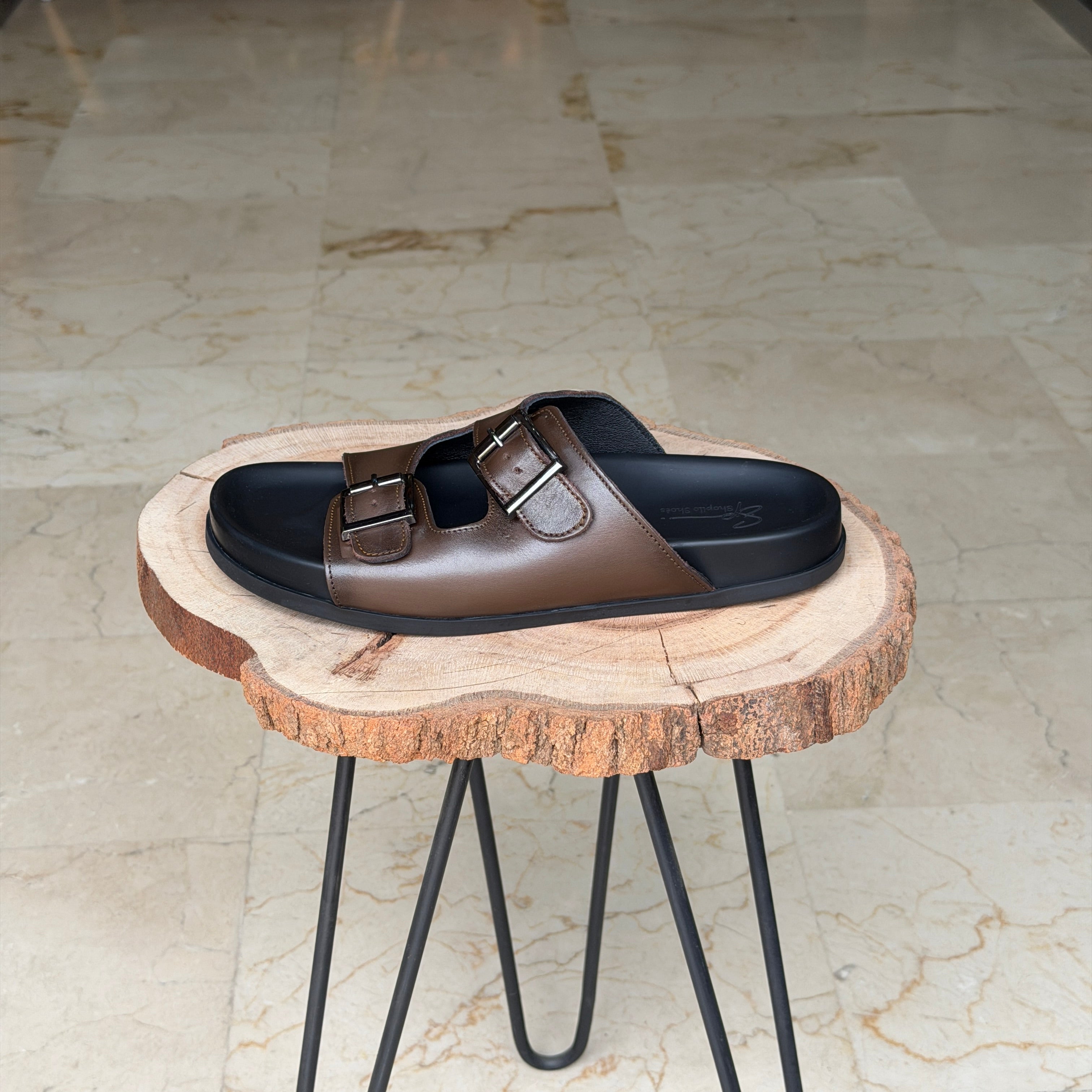 SANDALE EN CUIR Terra-Cuir 204 Cuir Marron Taba - Shopilo Shoes