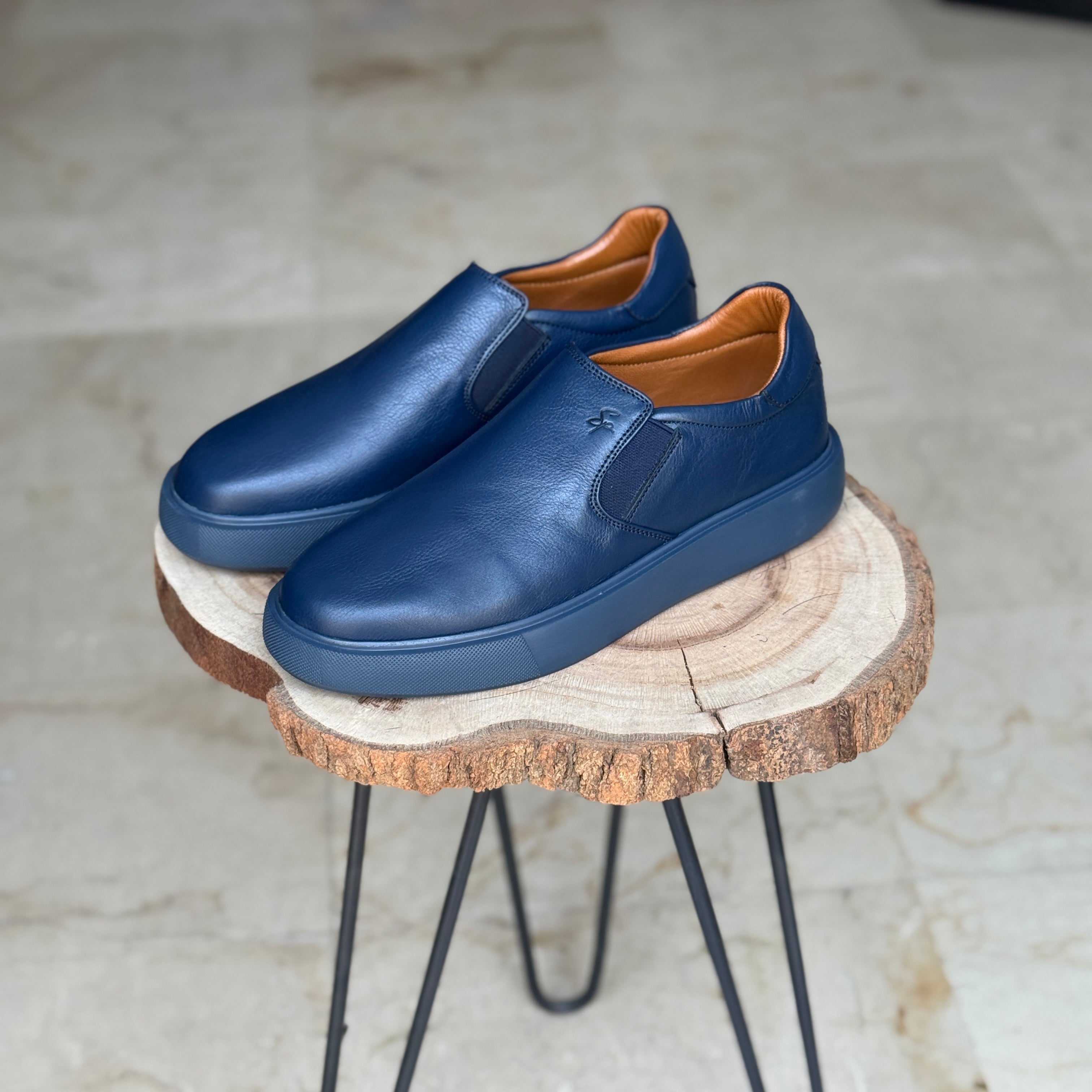 BASKET EN CUIR 816 BLEU