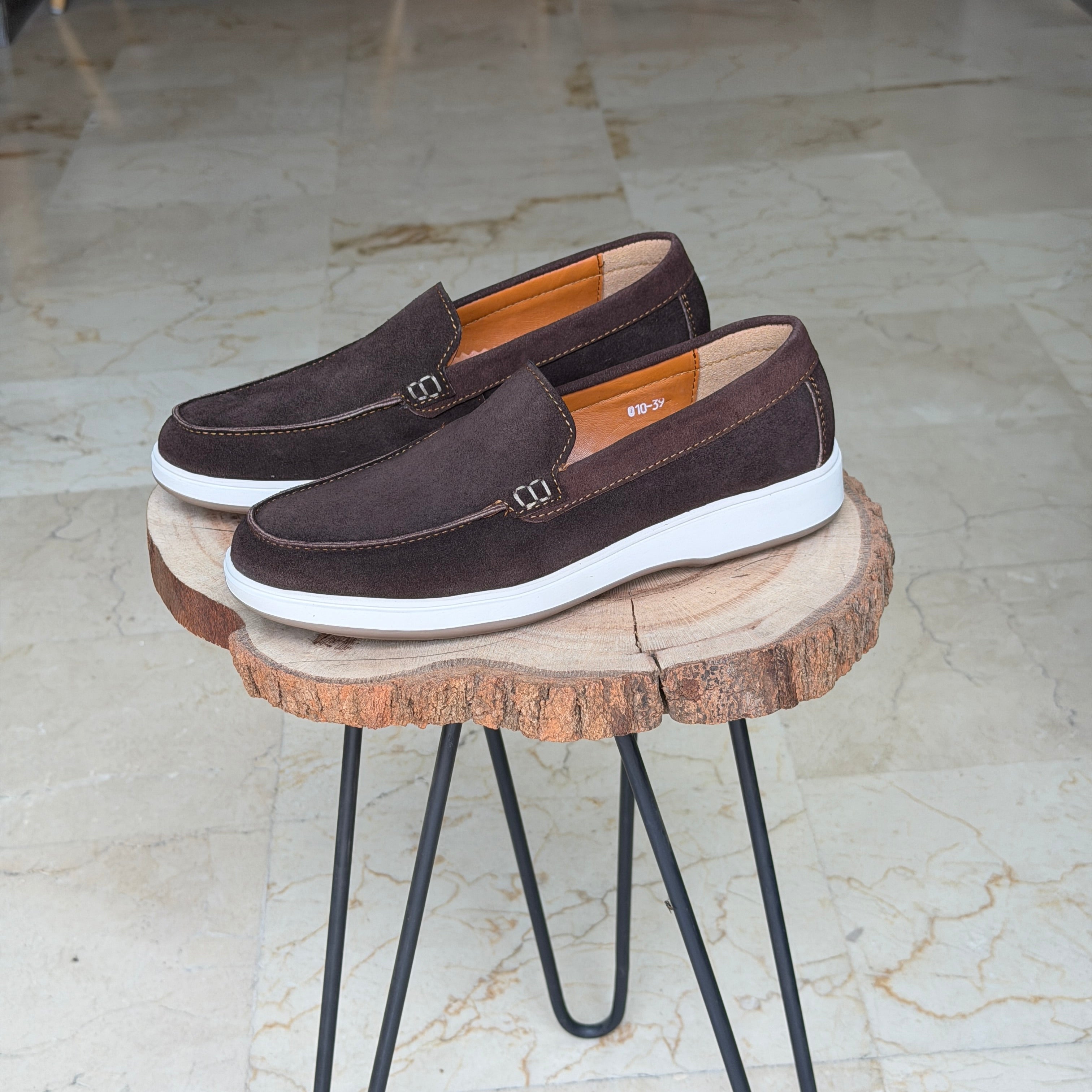 MOCASSIN EN DAIM EURO PIANA 010 MARRON - Shopilo Shoes