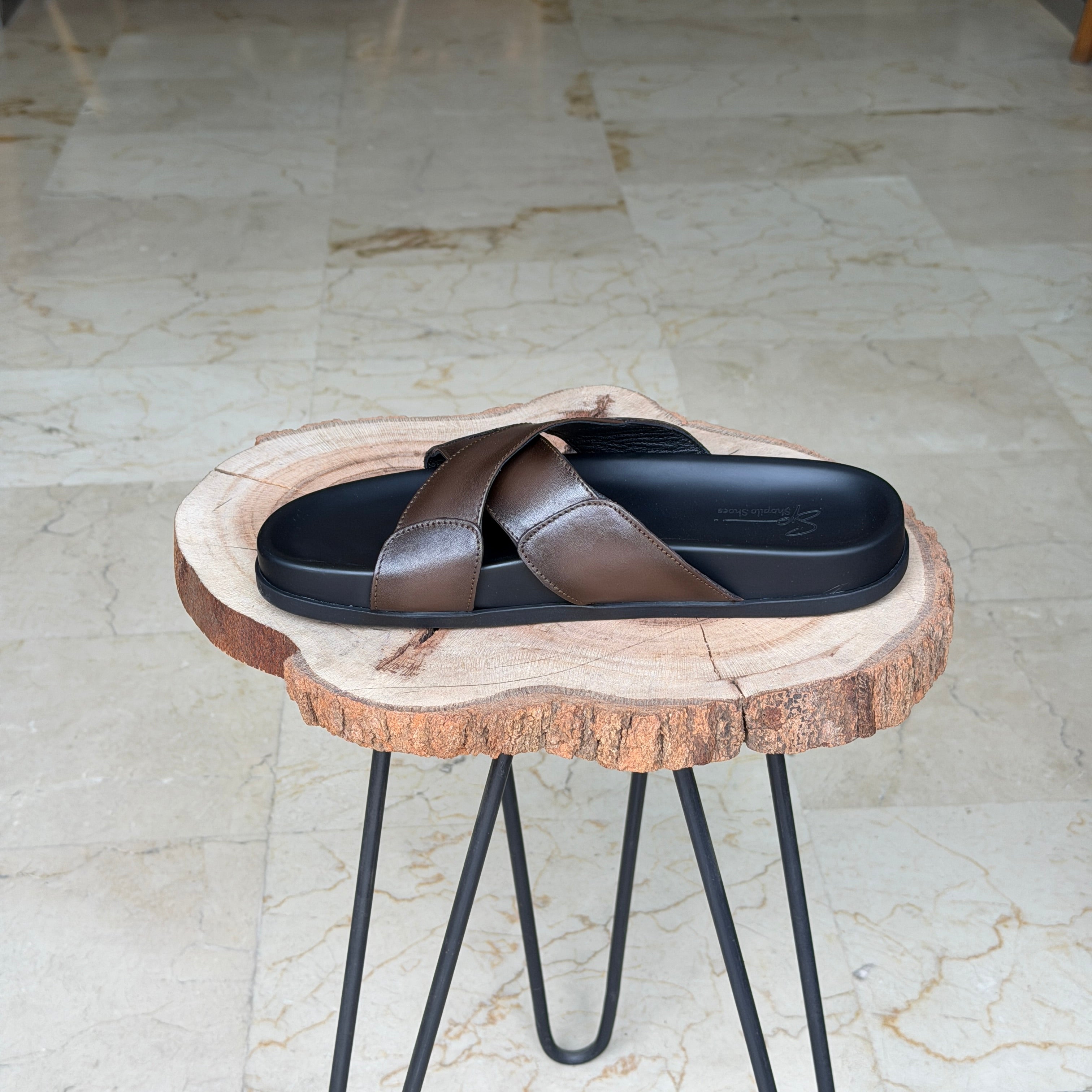 SANDALE EN CUIR Terra-Cuir 040 Marron Taba