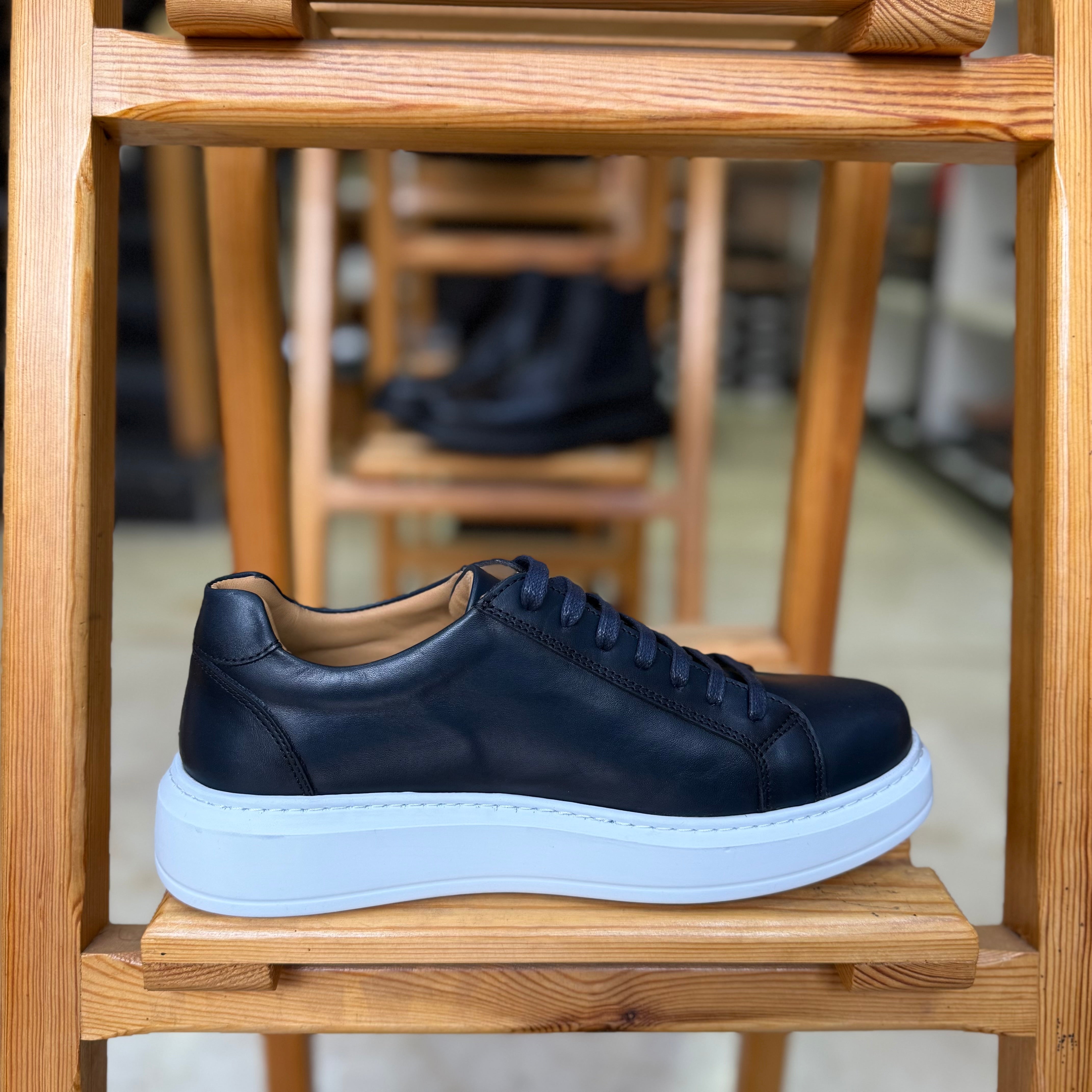 Sneakers / Basket En Cuir Sp Bleu - Shopilo Shoes