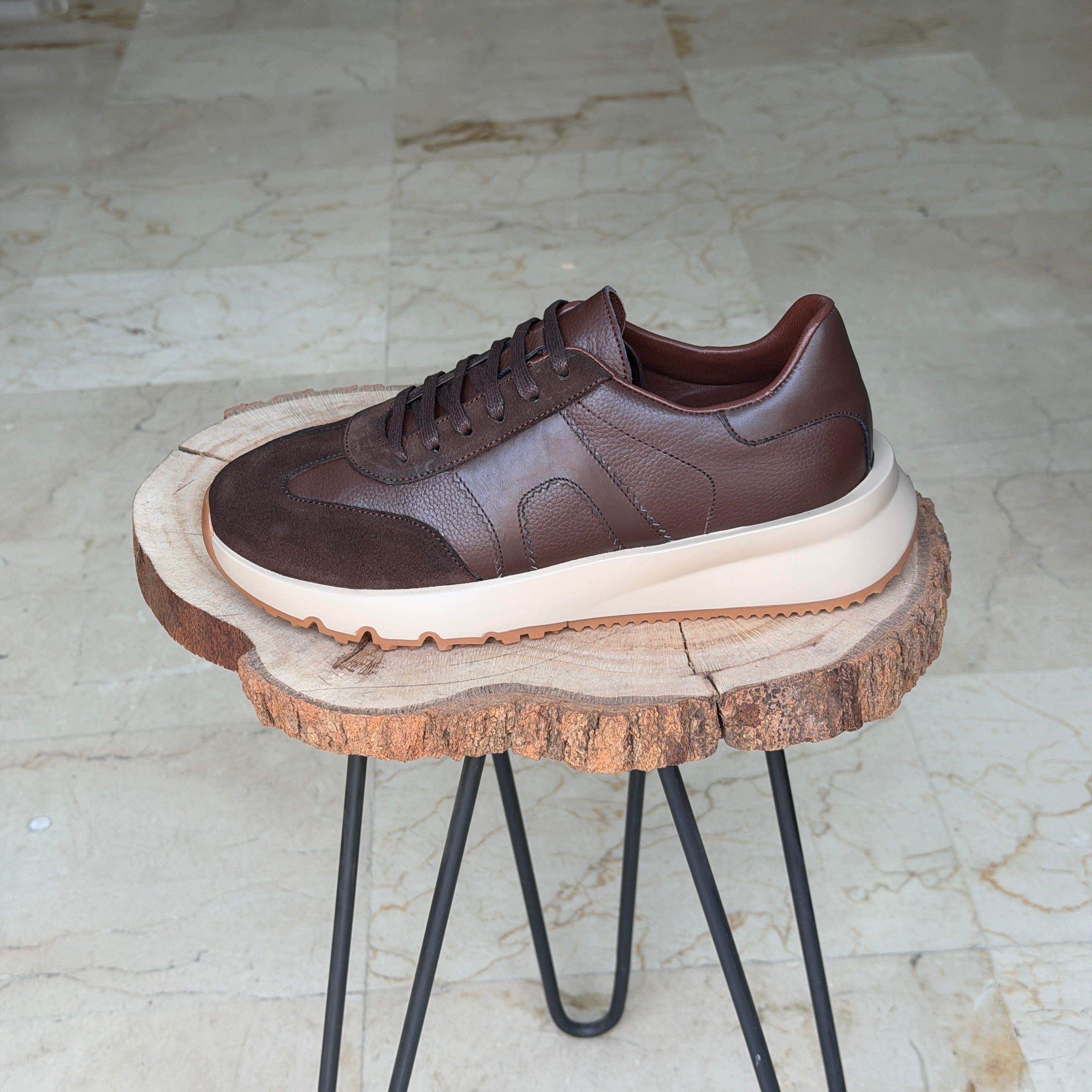 basket en cuir - 926 MARRON