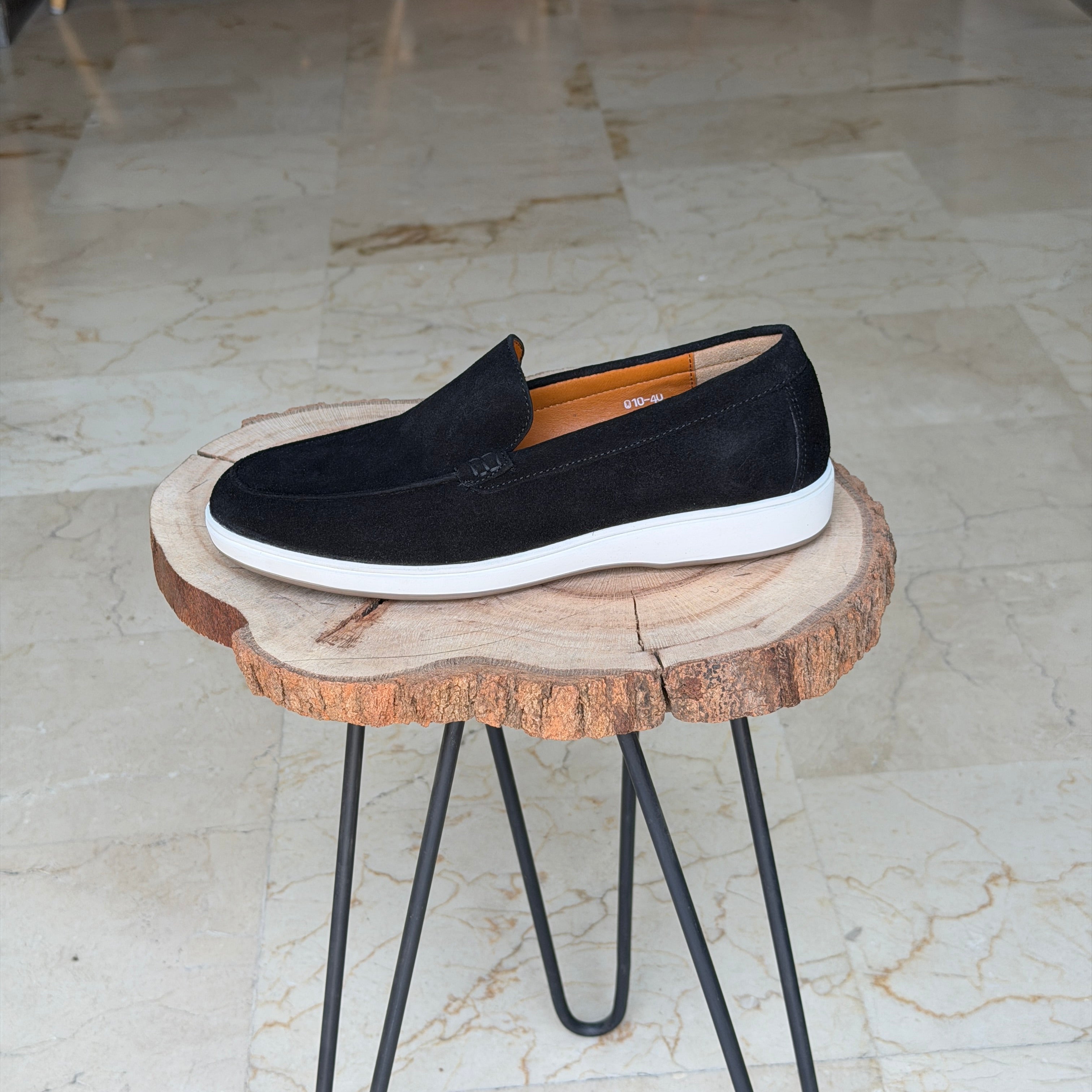 MOCASSIN EN DAIM EURO PIANA 010 NOIR DAIM - Shopilo Shoes