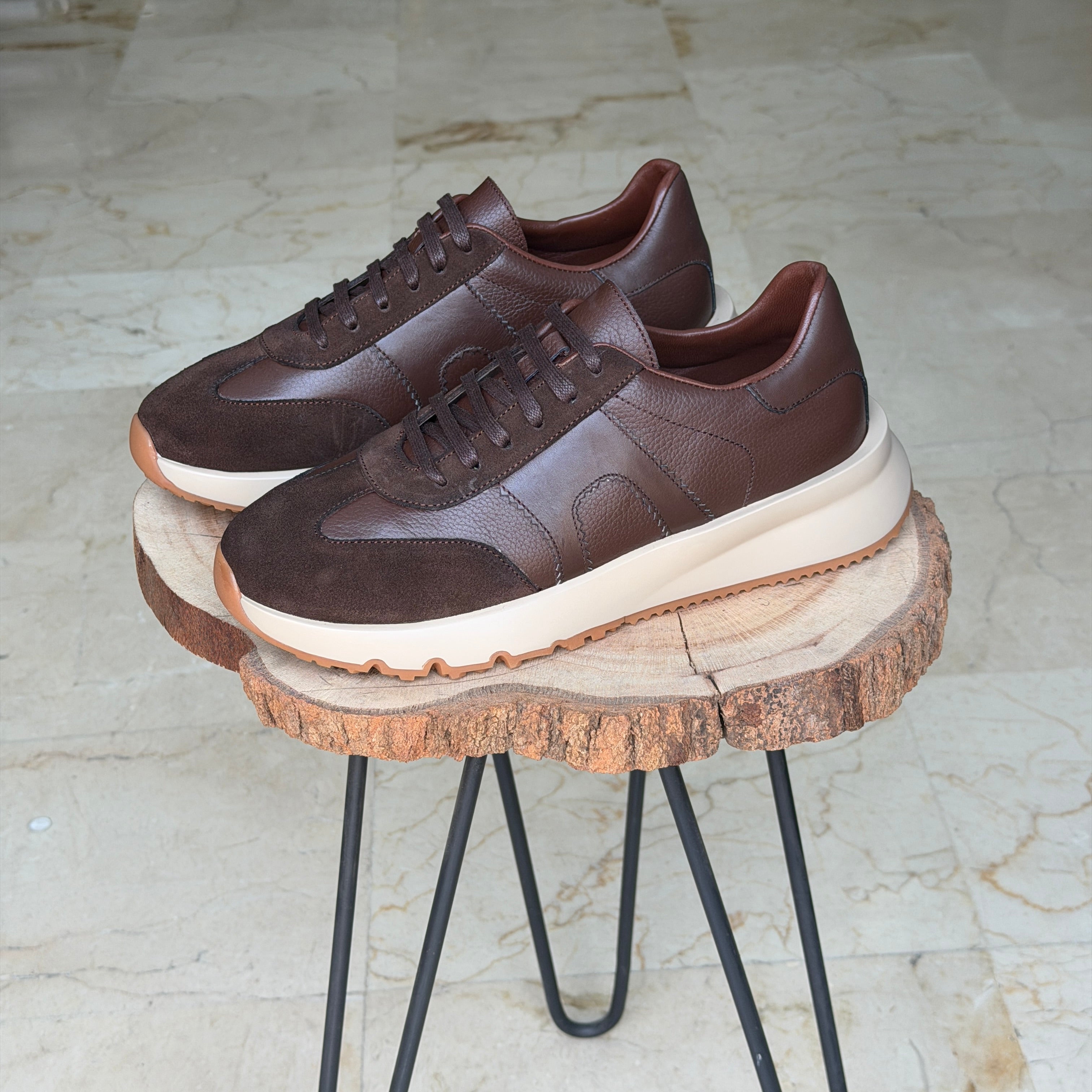 basket en cuir - 926 MARRON