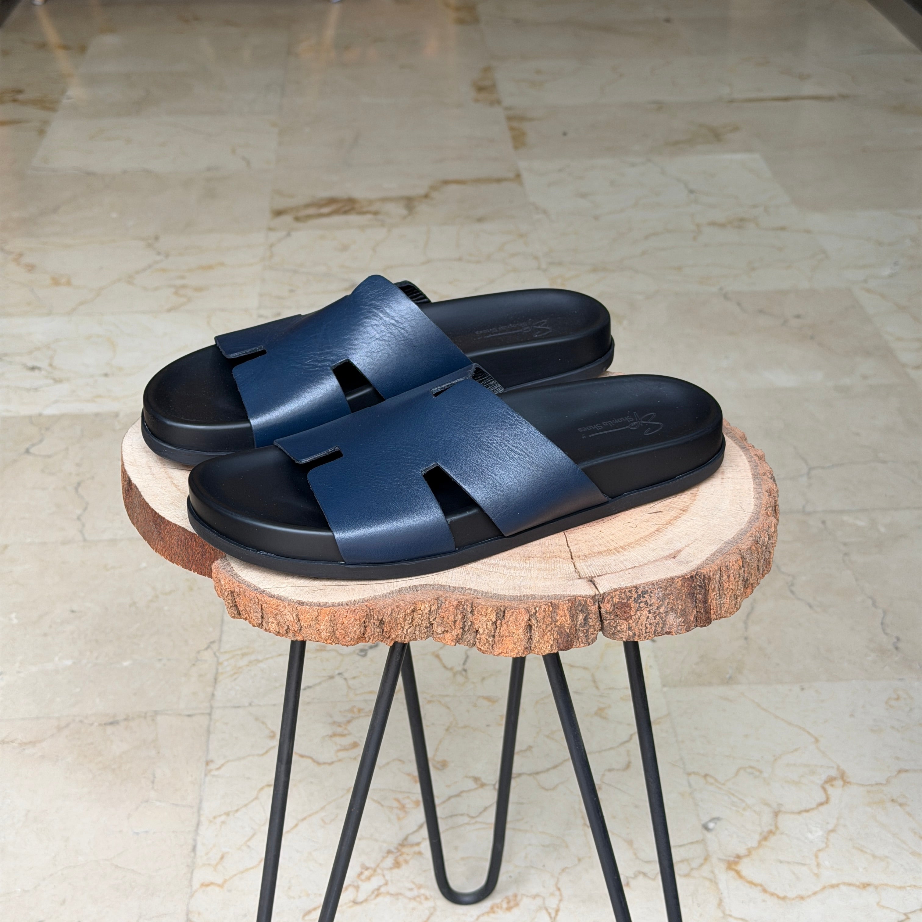 SANDALE EN CUIR Terra-Cuir 1978 BLEU