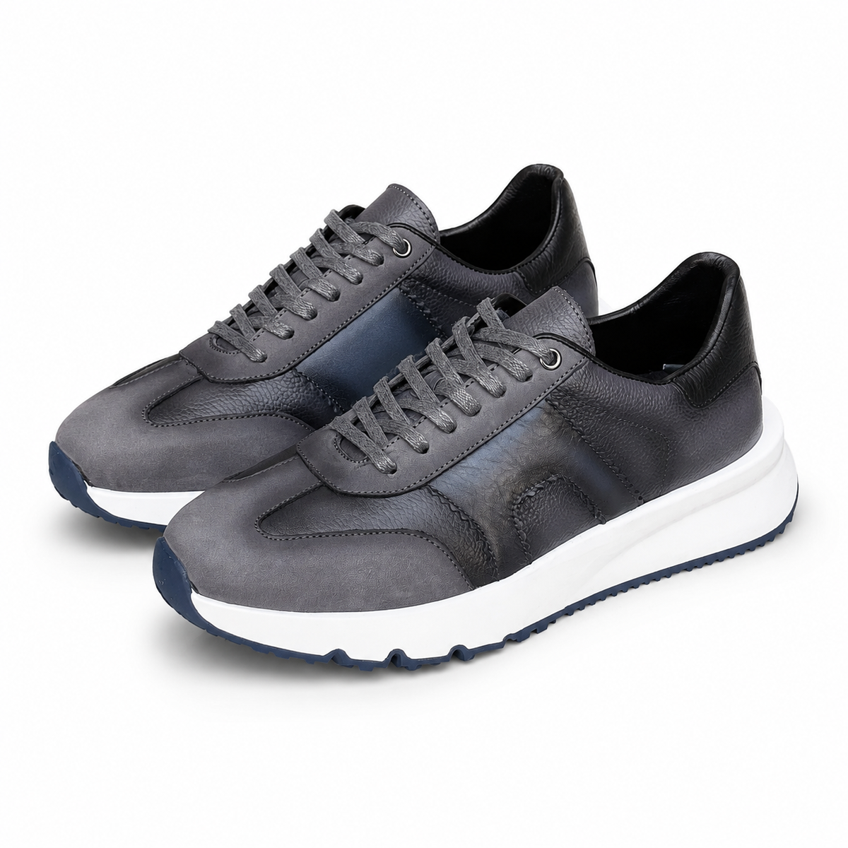 basket en cuir - 926 gris / b
