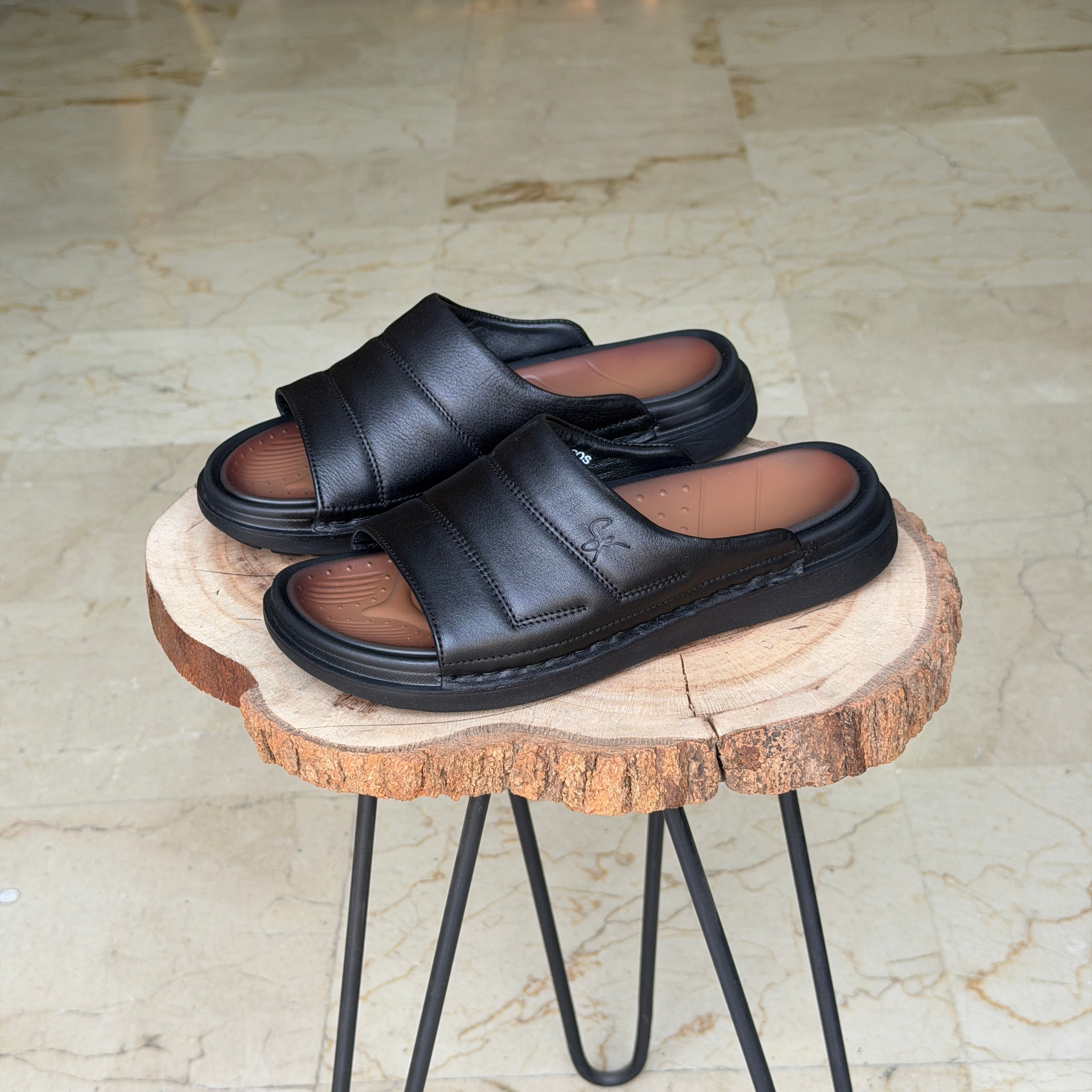 SANDALE EN CUIR Ergonomic Arch S40 NOIR