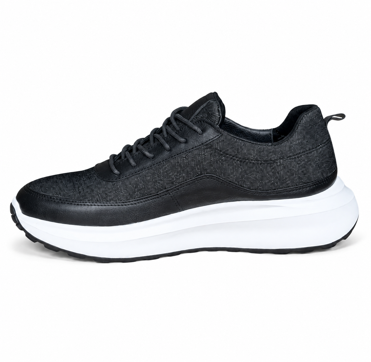 Basket en cuir ET jeans - 944 Noir