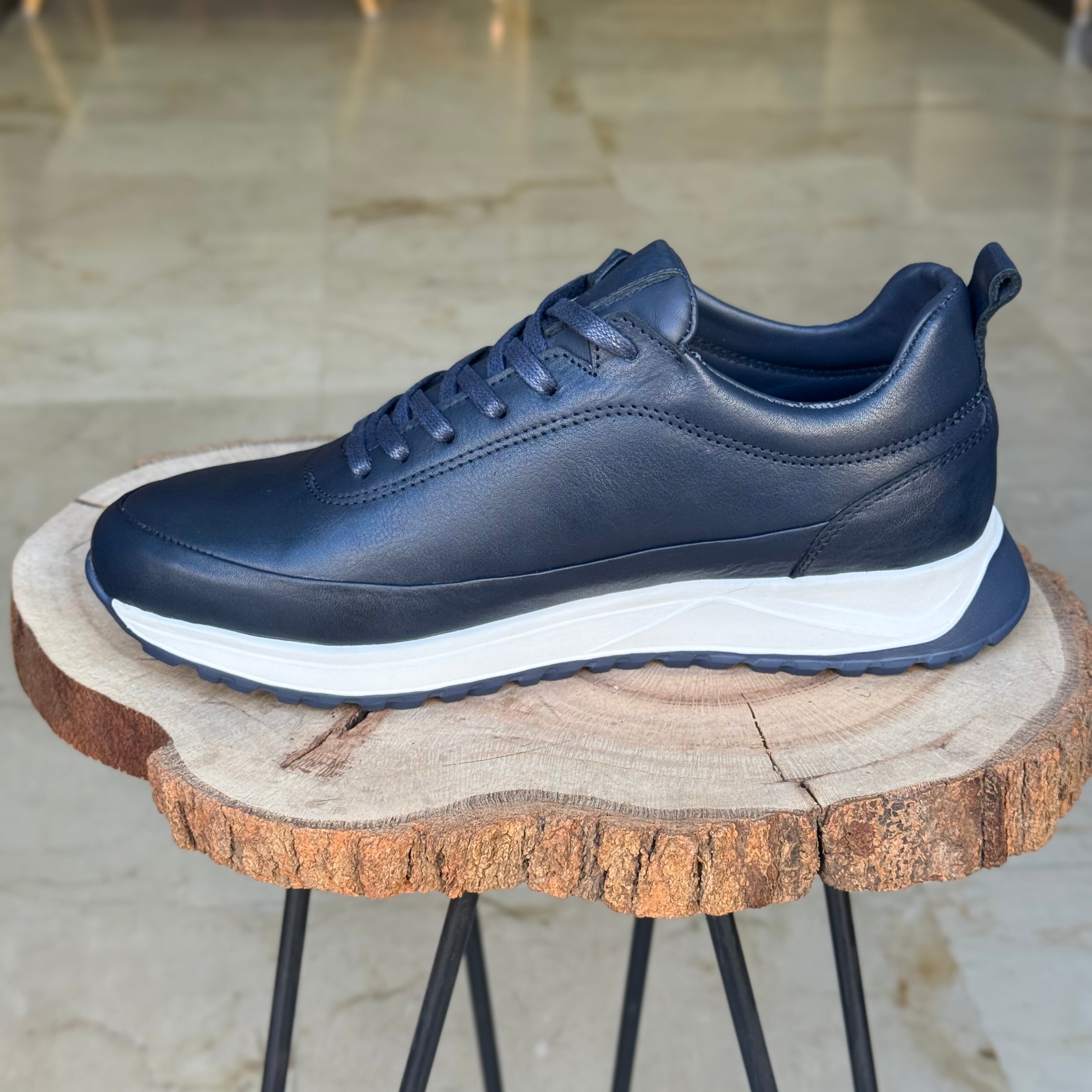 Basket en cuir - 934 BLEU - Shopilo Shoes