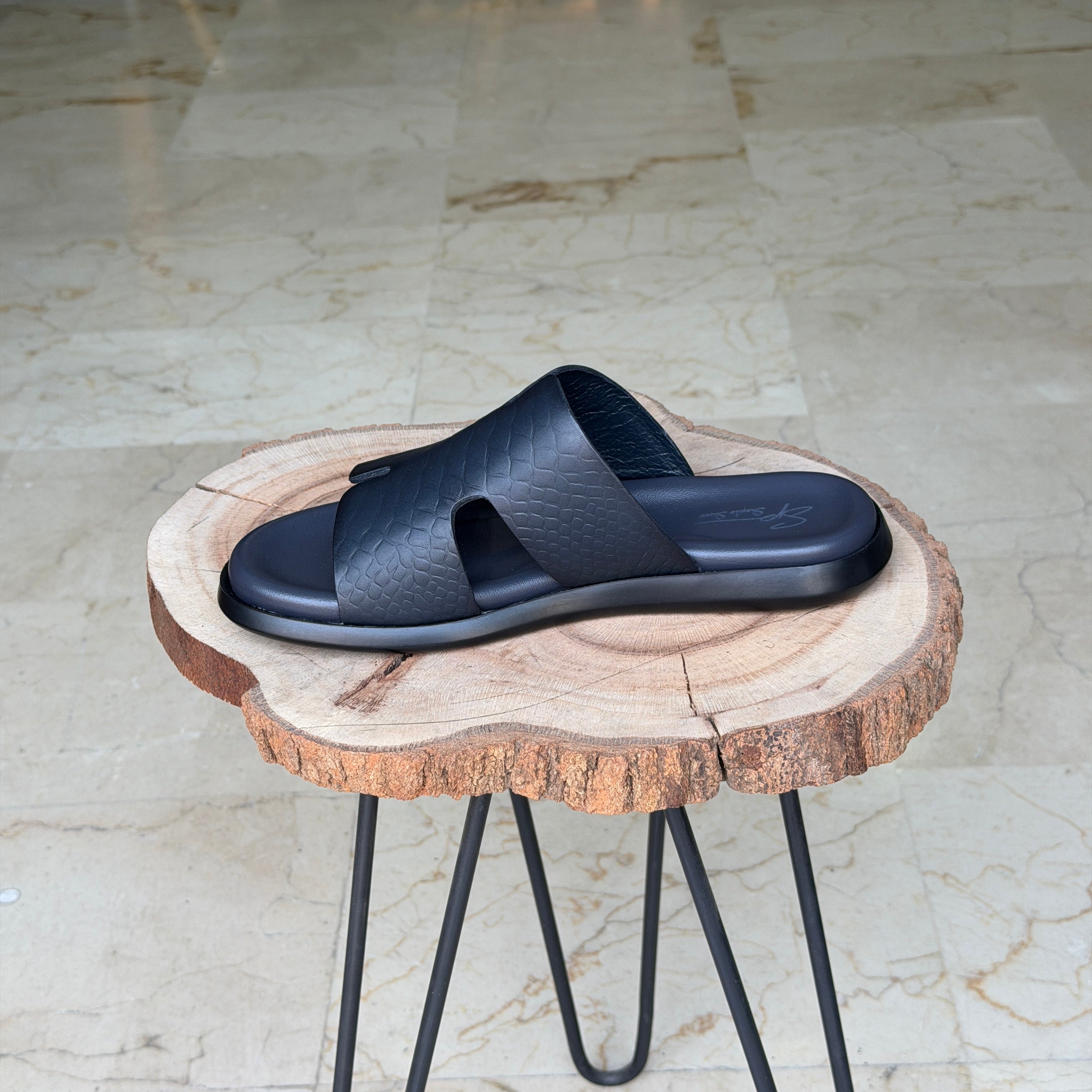 Sendale En Cuir Signateur 01 BLEU 1012 CROCO