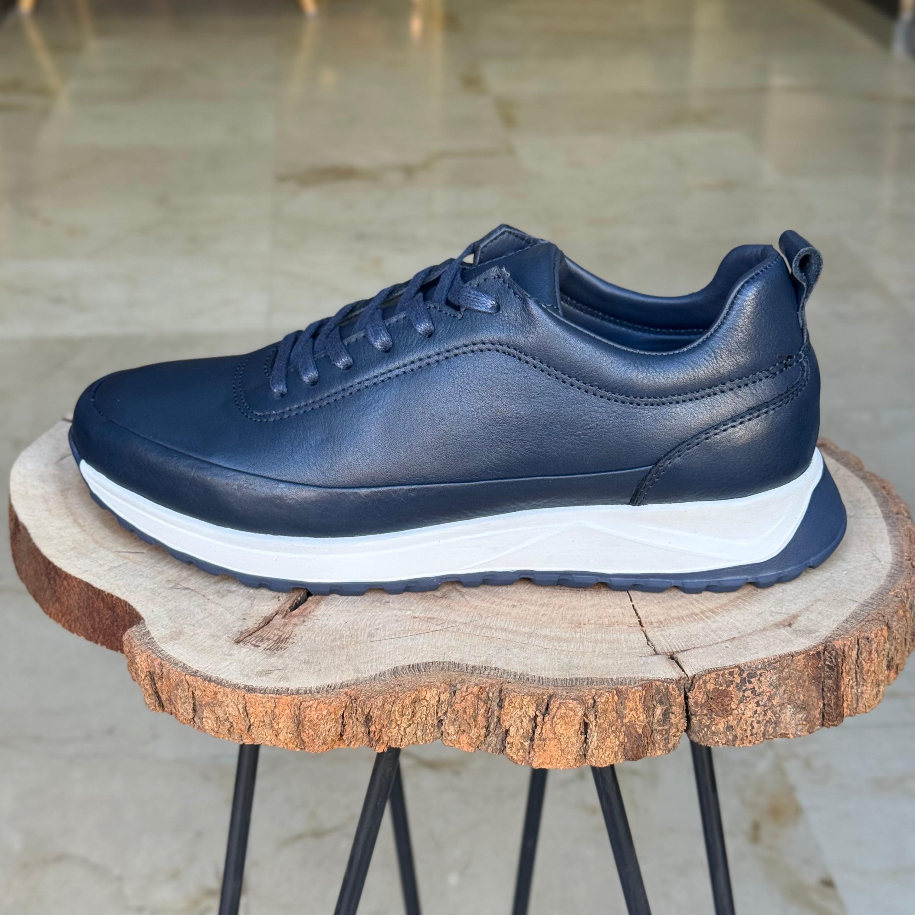 Basket en cuir - 934 BLEU - Shopilo Shoes