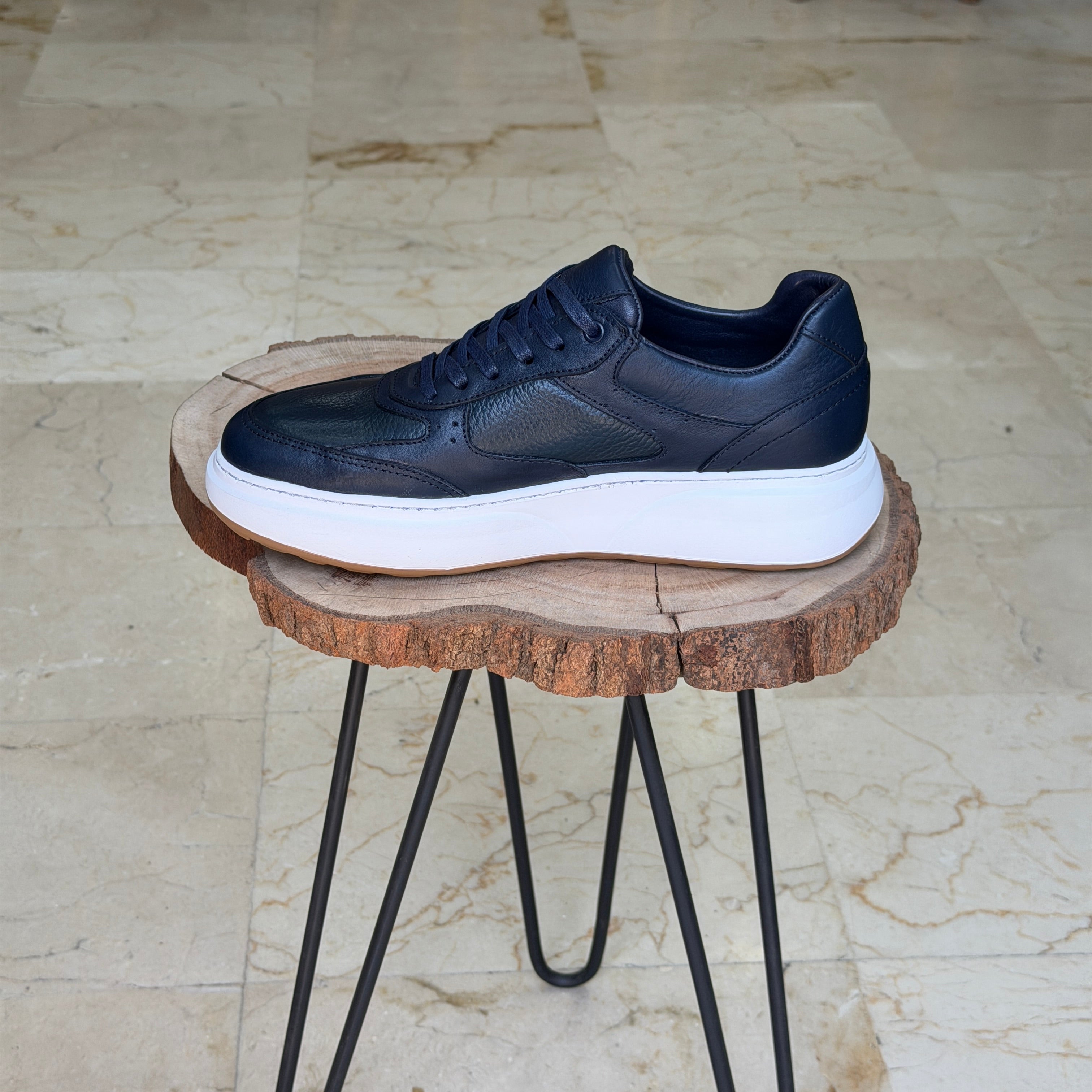basket en cuir - 874 bleu / b