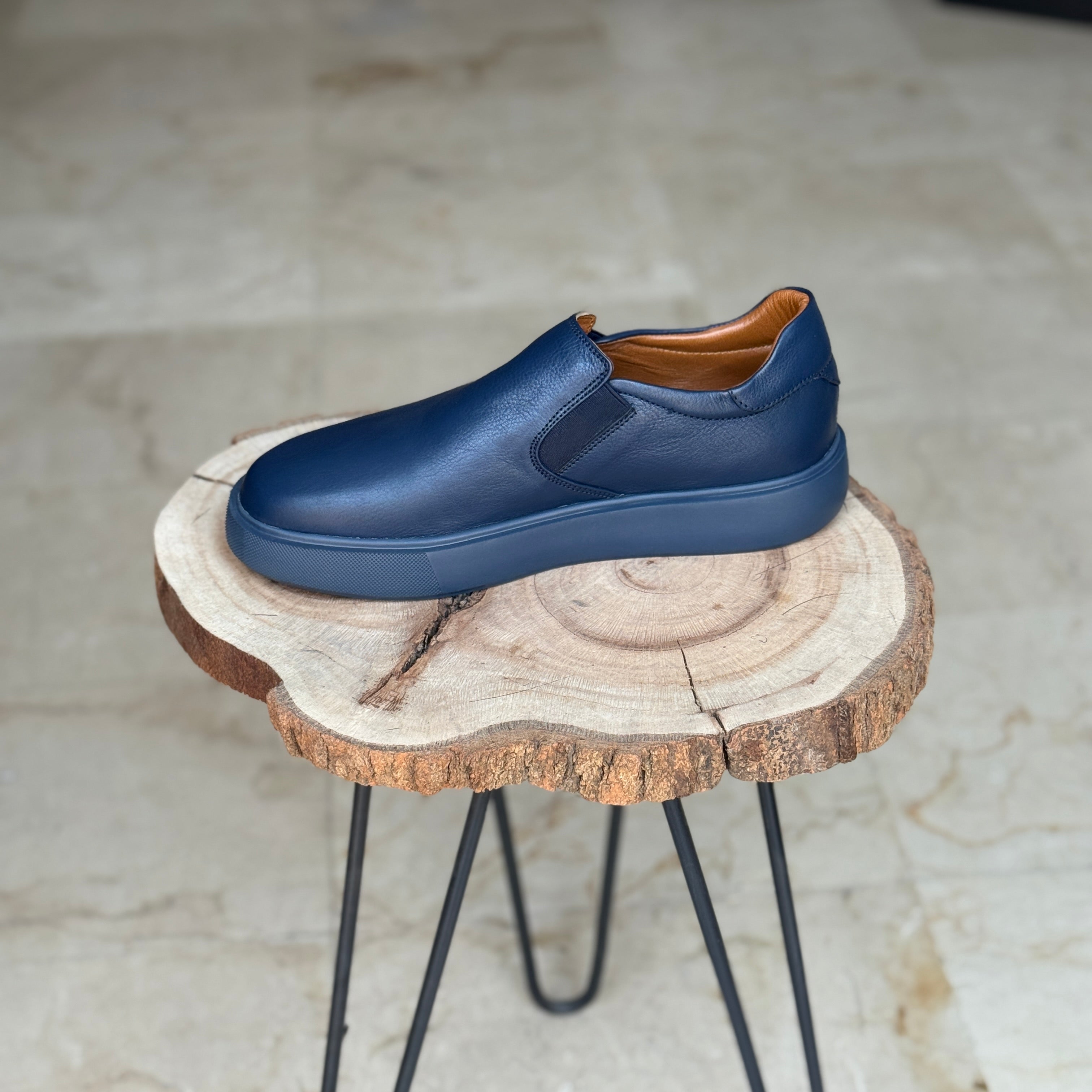 BASKET EN CUIR 816 BLEU