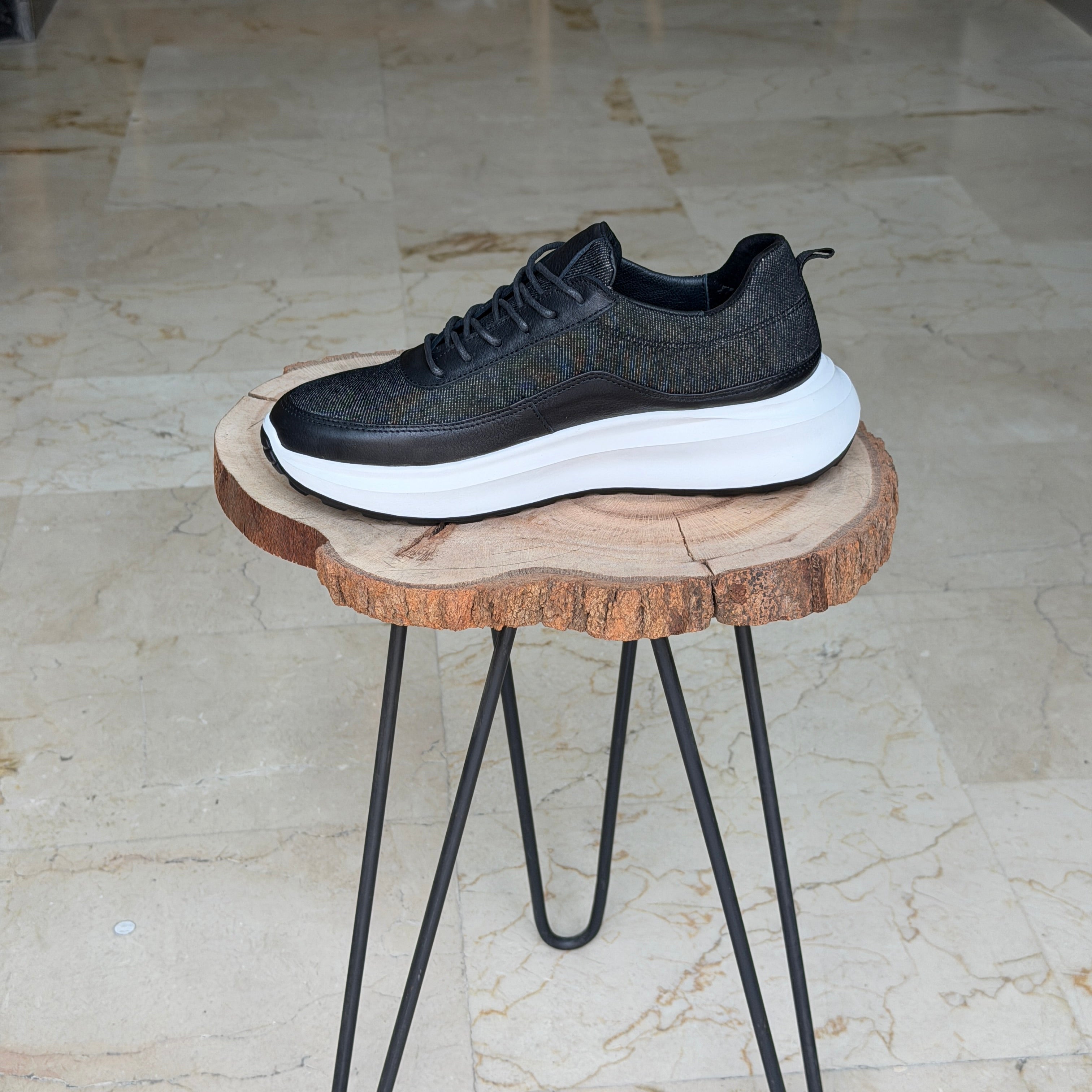 Basket en cuir ET jeans - 944 Noir