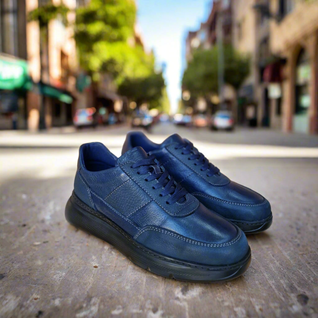 Basket Jevana En Cuir Bleu N - 1008 Eva