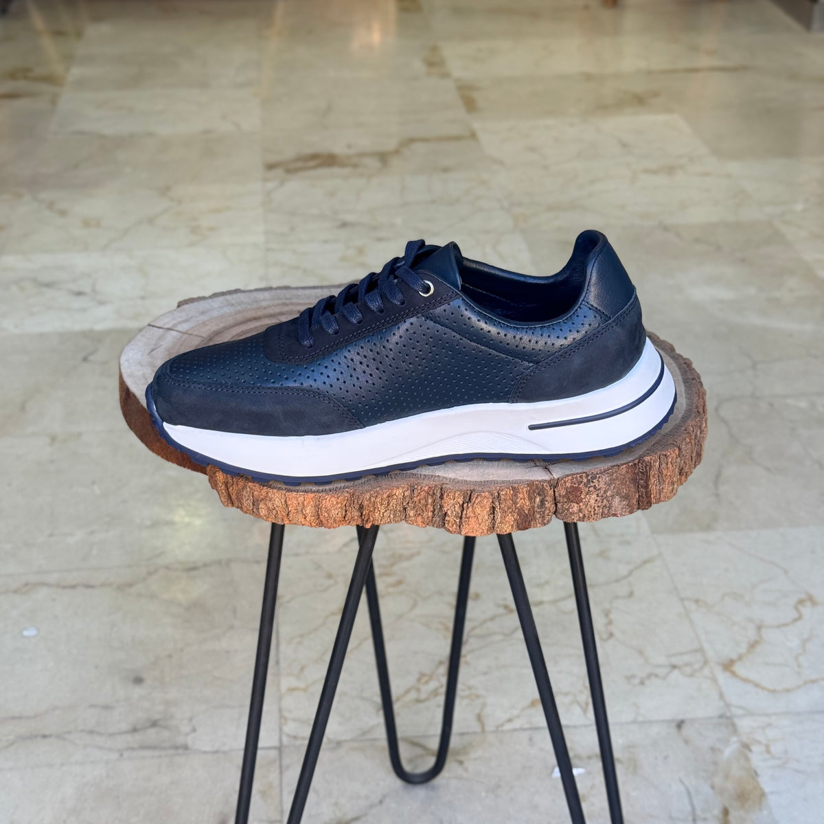 Basket en cuir - 921 bleu - Shopilo Shoes