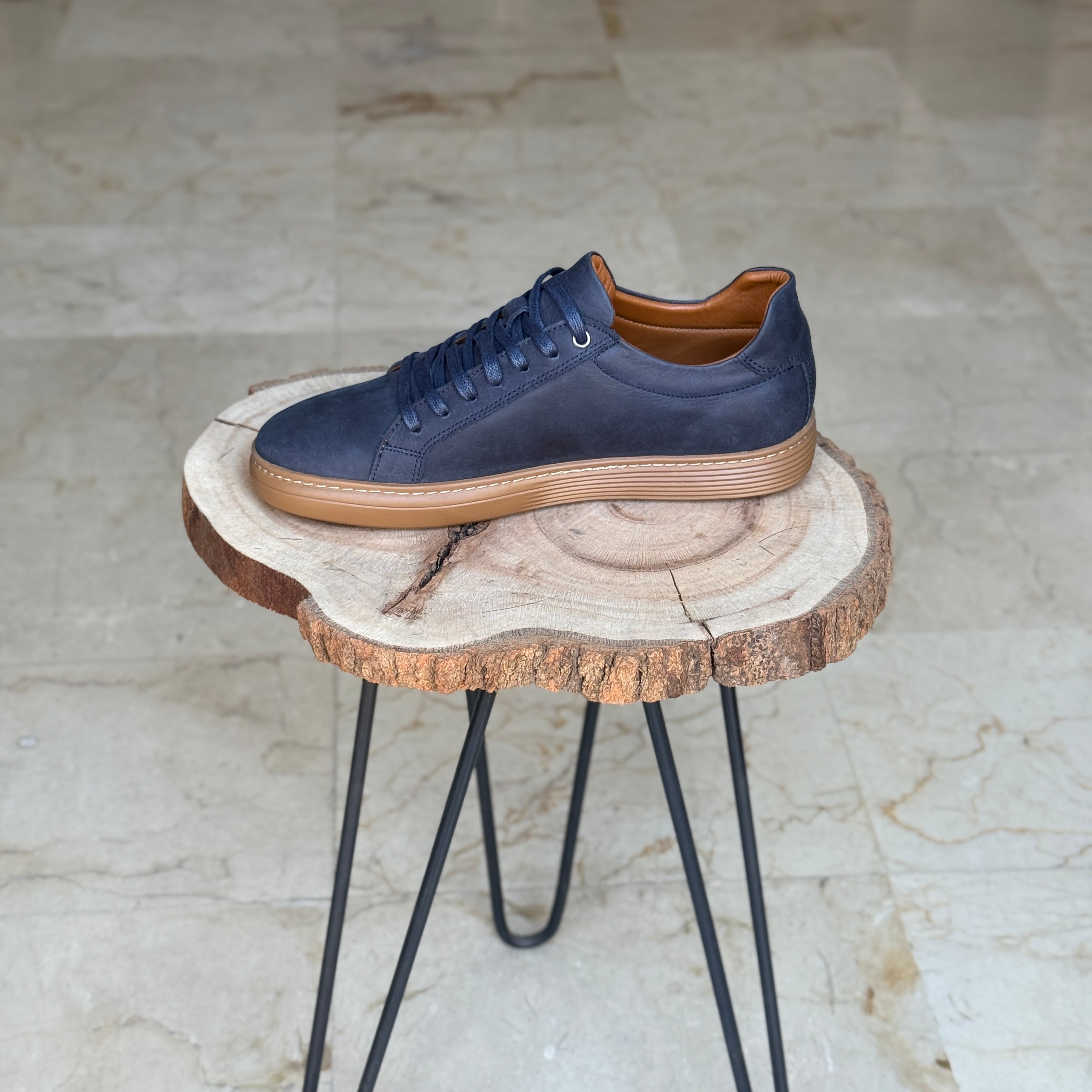 BASKET EN CUIR WILLSON 528 BLEU NUBUCK