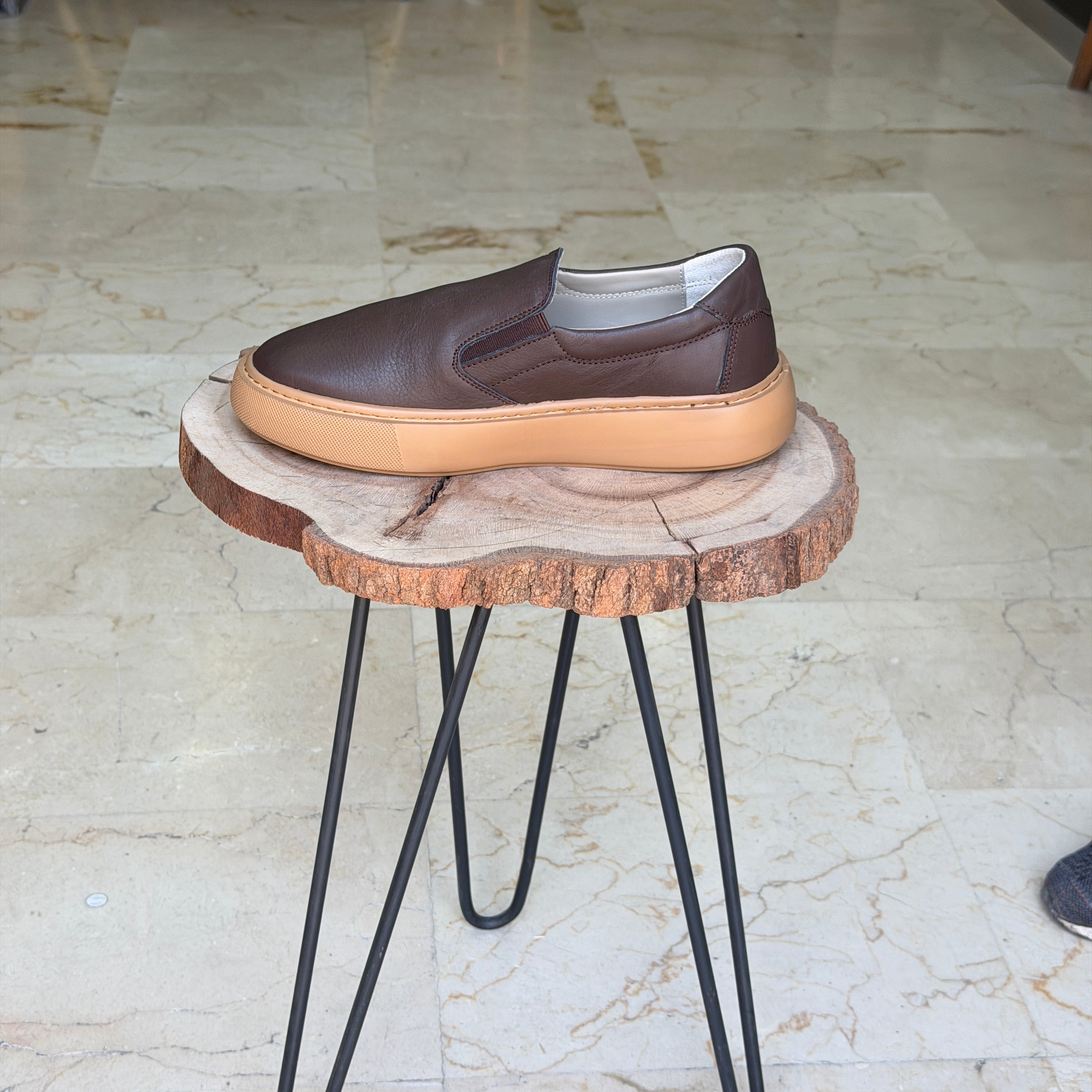 basket en cuir 0101 taba marron