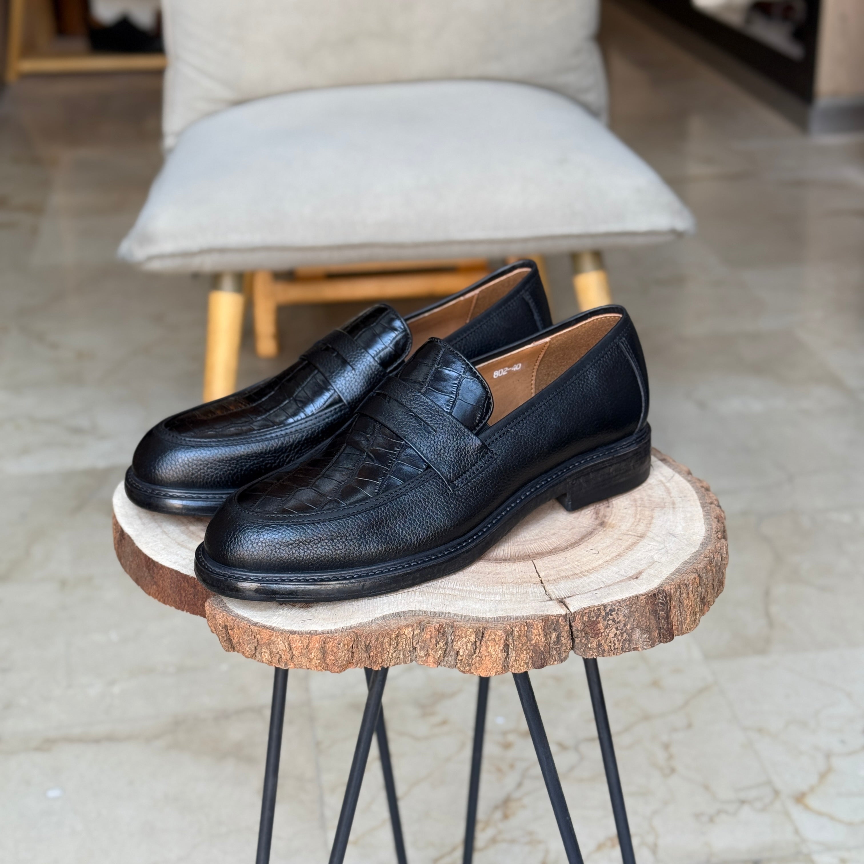 CHAUSSURES EN CUIR VÈRITABLES REF: IT802 NOIR