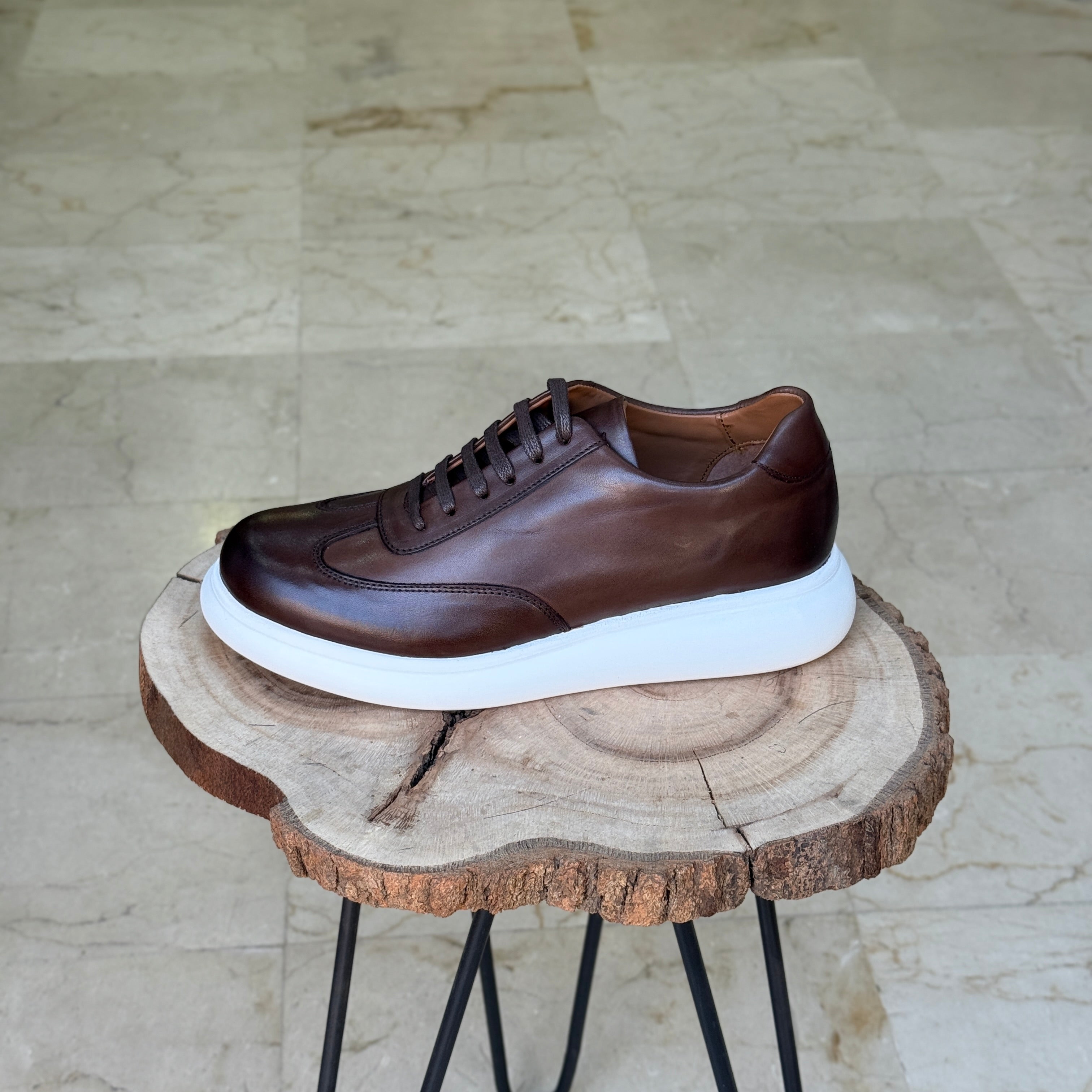 BASKET EN CUIR 726 MARRON
