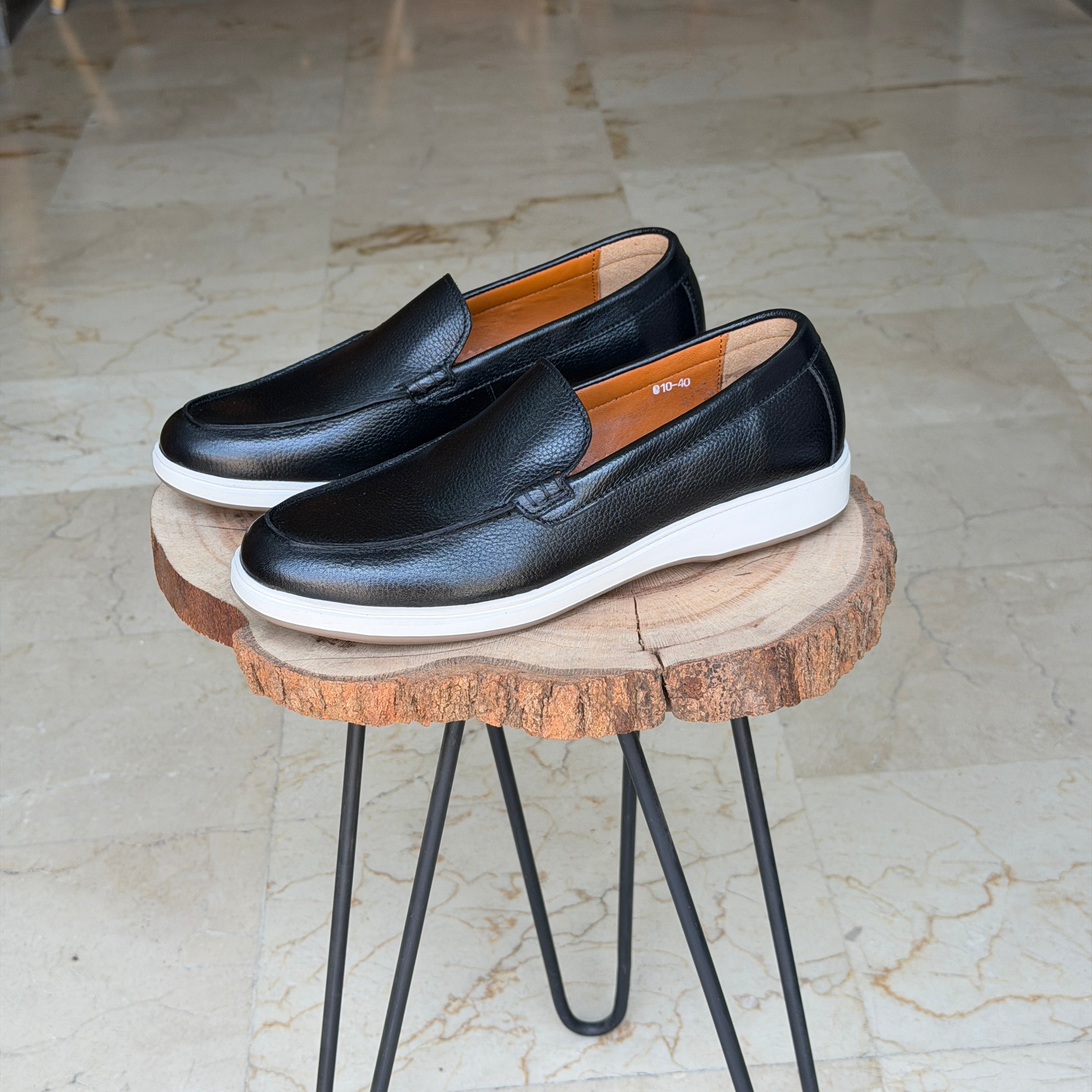MOCASSIN EN DAIM EURO Piana 010 NOIR CUIR - Shopilo Shoes