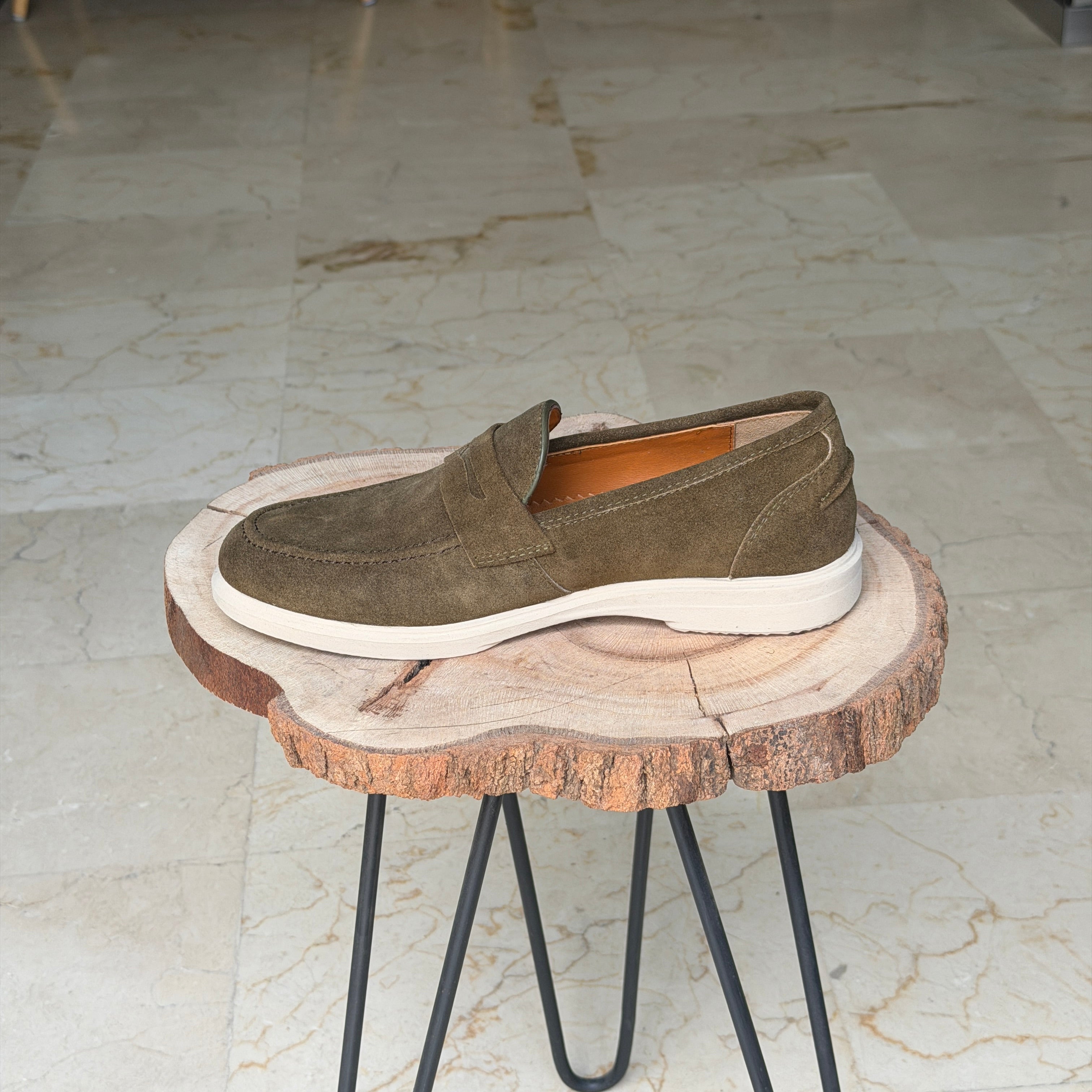 MOCASSIN EN DAIM BERLIN 051 VERT - Shopilo Shoes