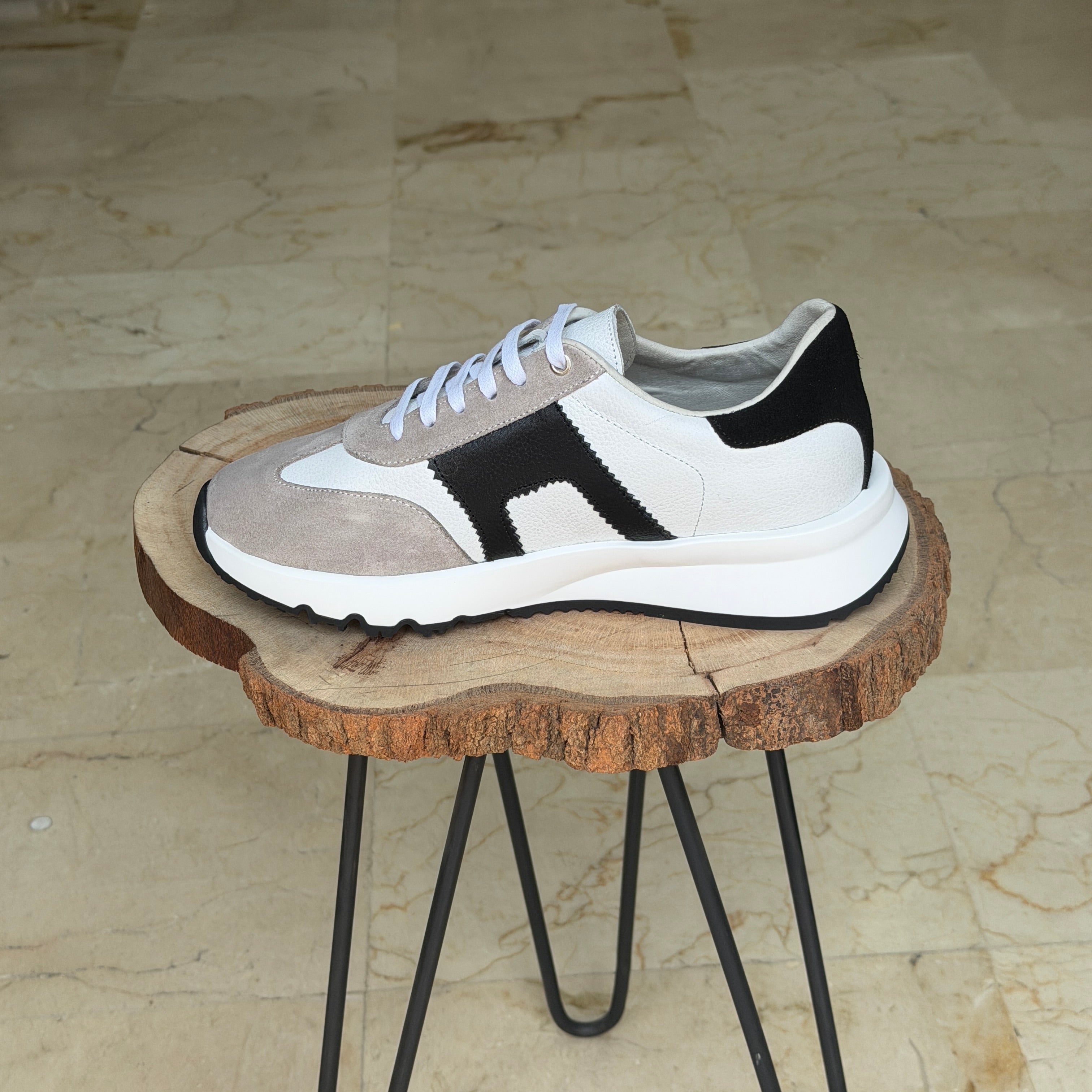 basket en cuir - 926 BLANC GARNAJ NOIR