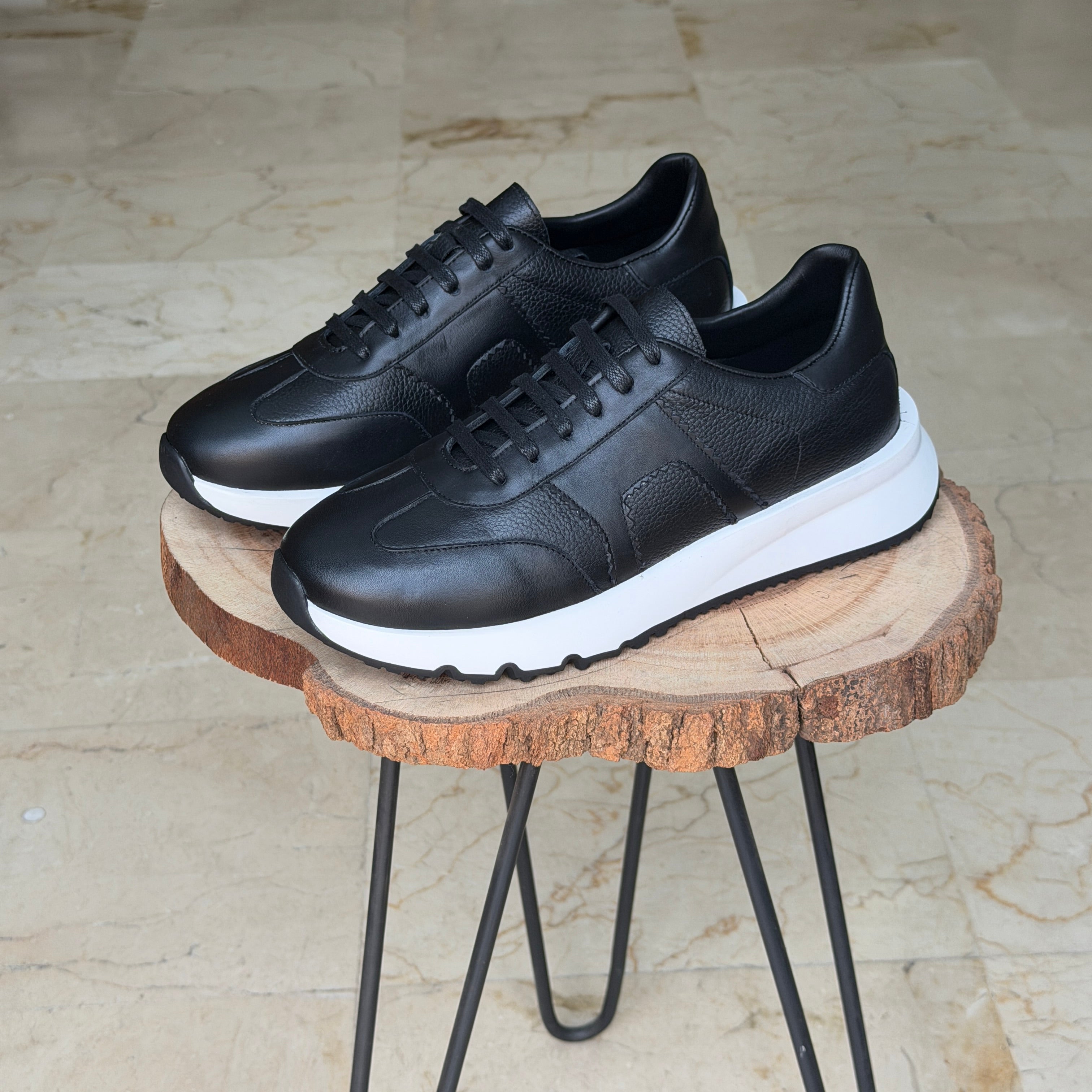 basket en cuir - 926 NOIR-A