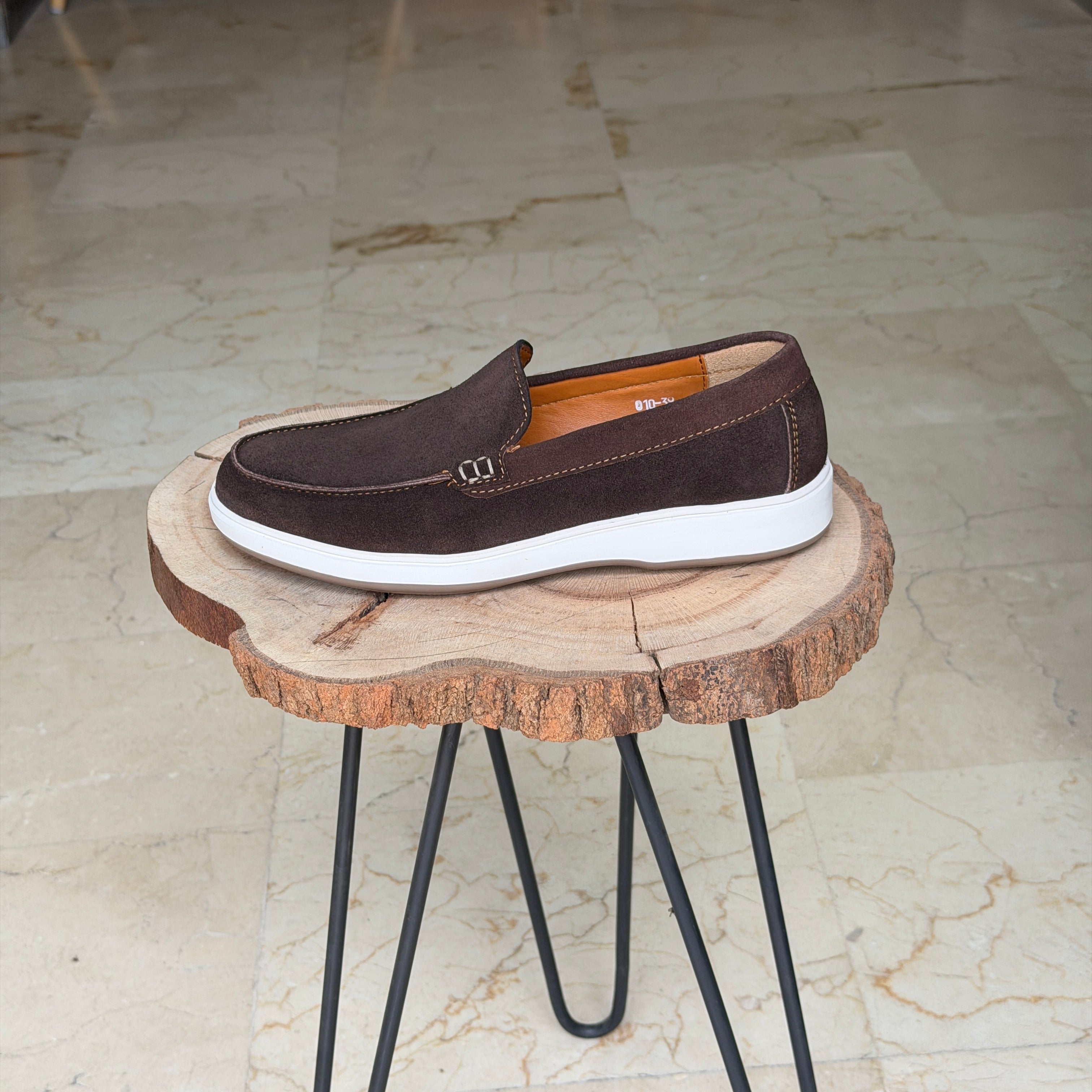 MOCASSIN EN DAIM EURO PIANA 010 MARRON - Shopilo Shoes