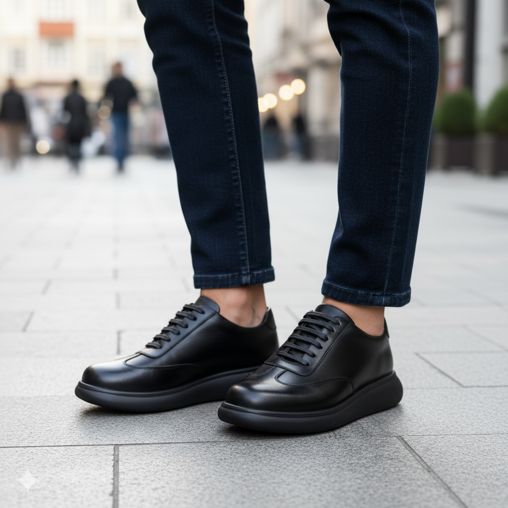 BASKET EN CUIR 726 NOIR