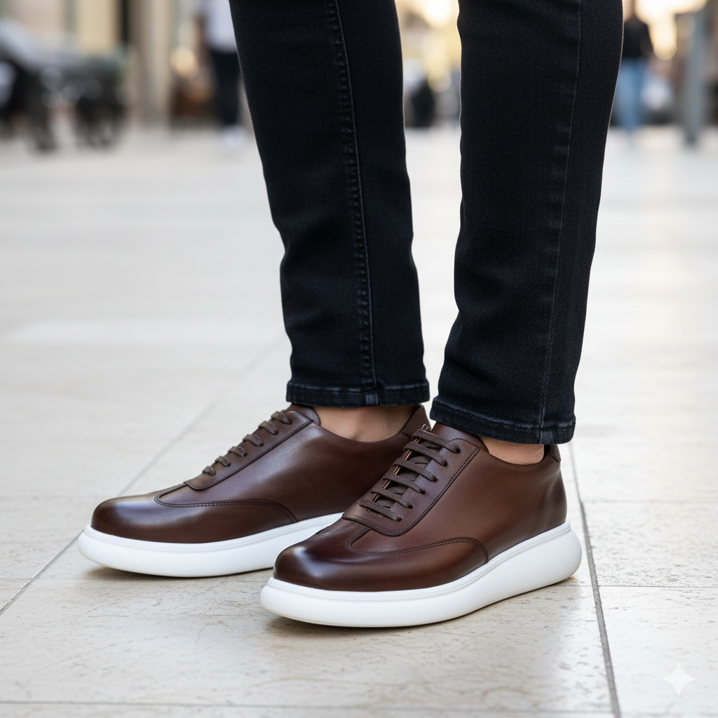 BASKET EN CUIR 726 MARRON