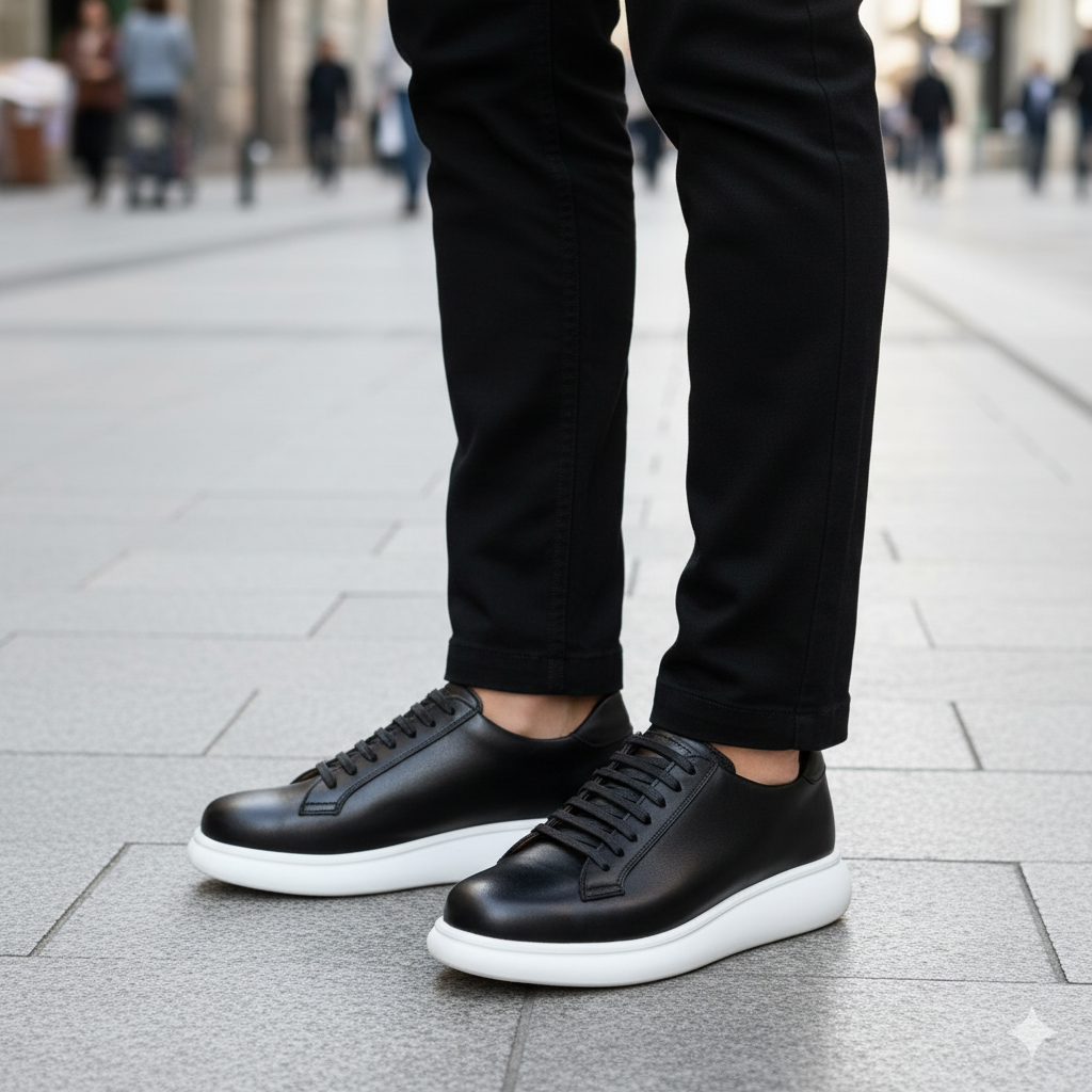 BASKET EN CUIR 704 NOIR B