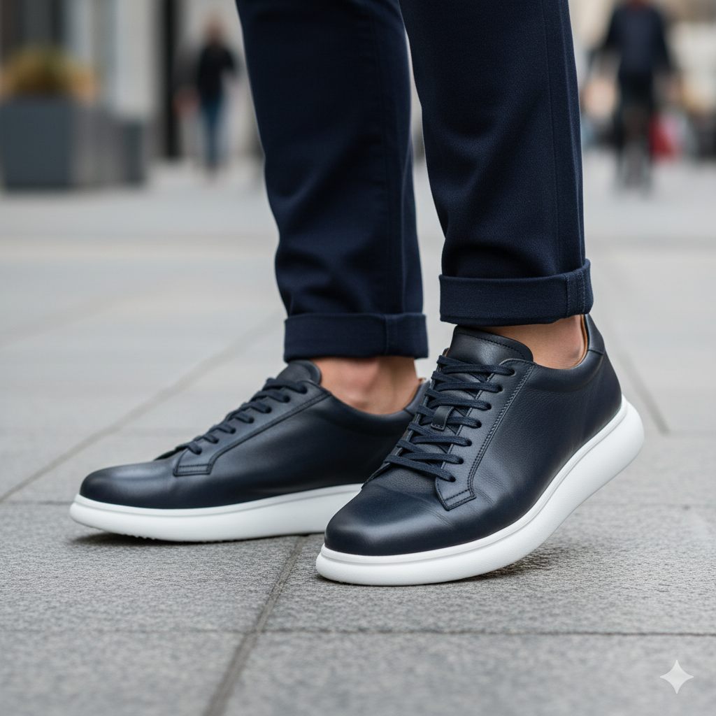 BASKET EN CUIR 704 BLEU