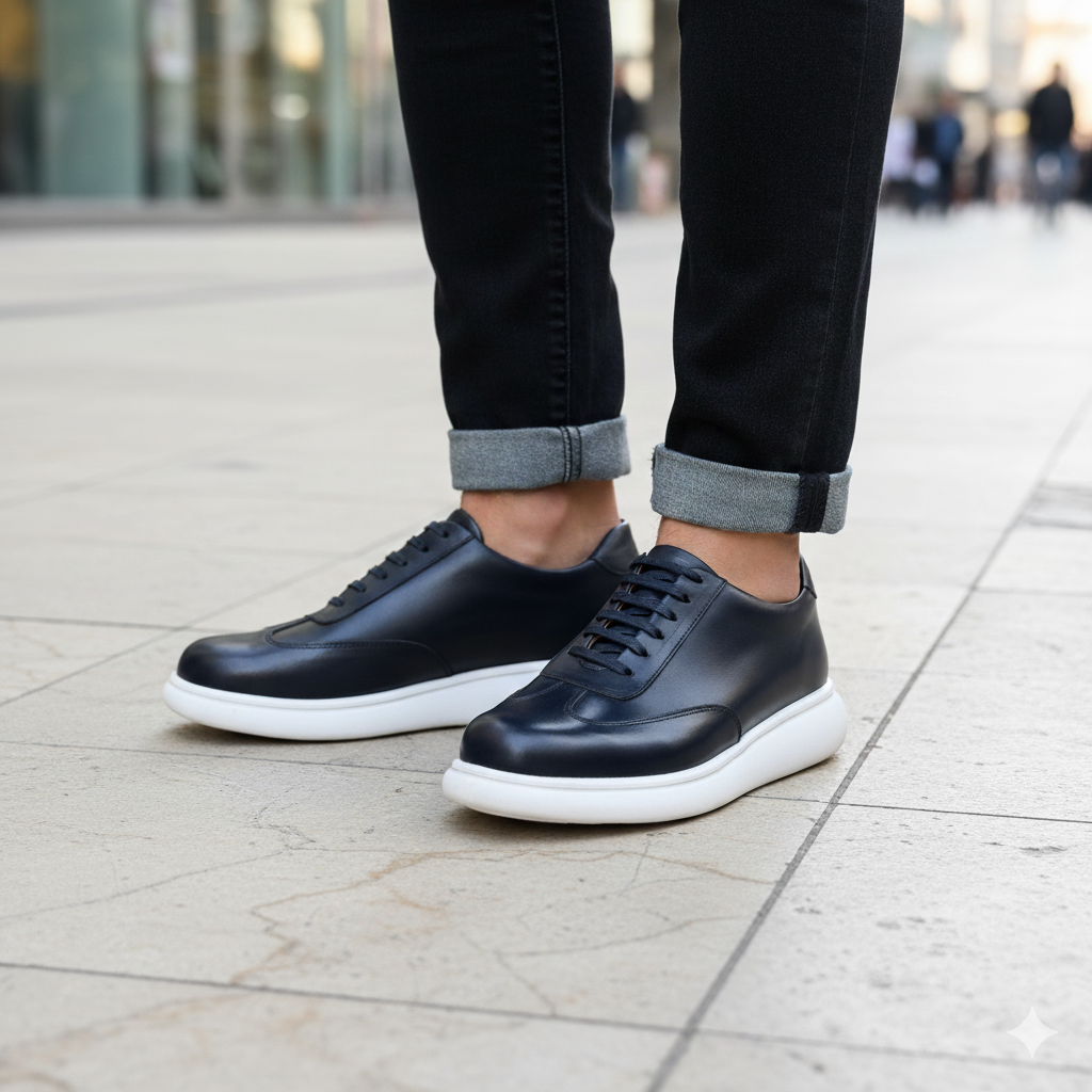 BASKET EN CUIR 726 BLEU