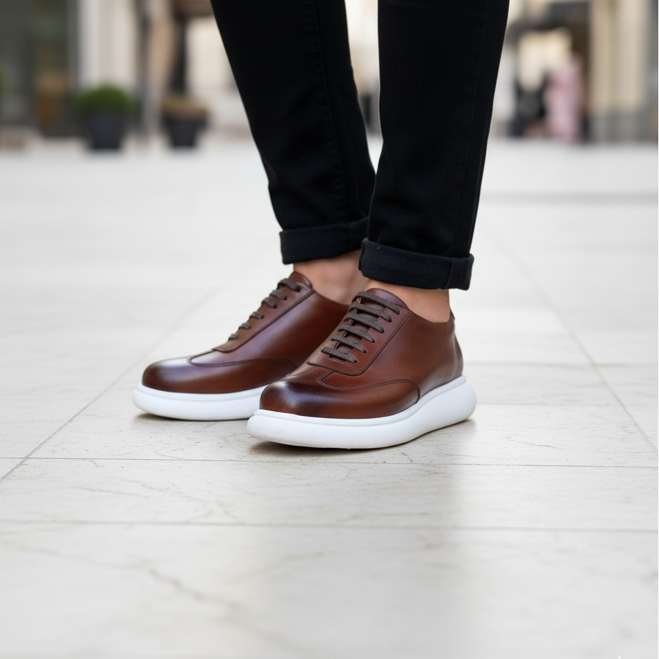 BASKET EN CUIR 726 TABAC