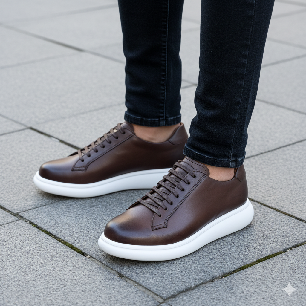 BASKET EN CUIR 704 MARRON