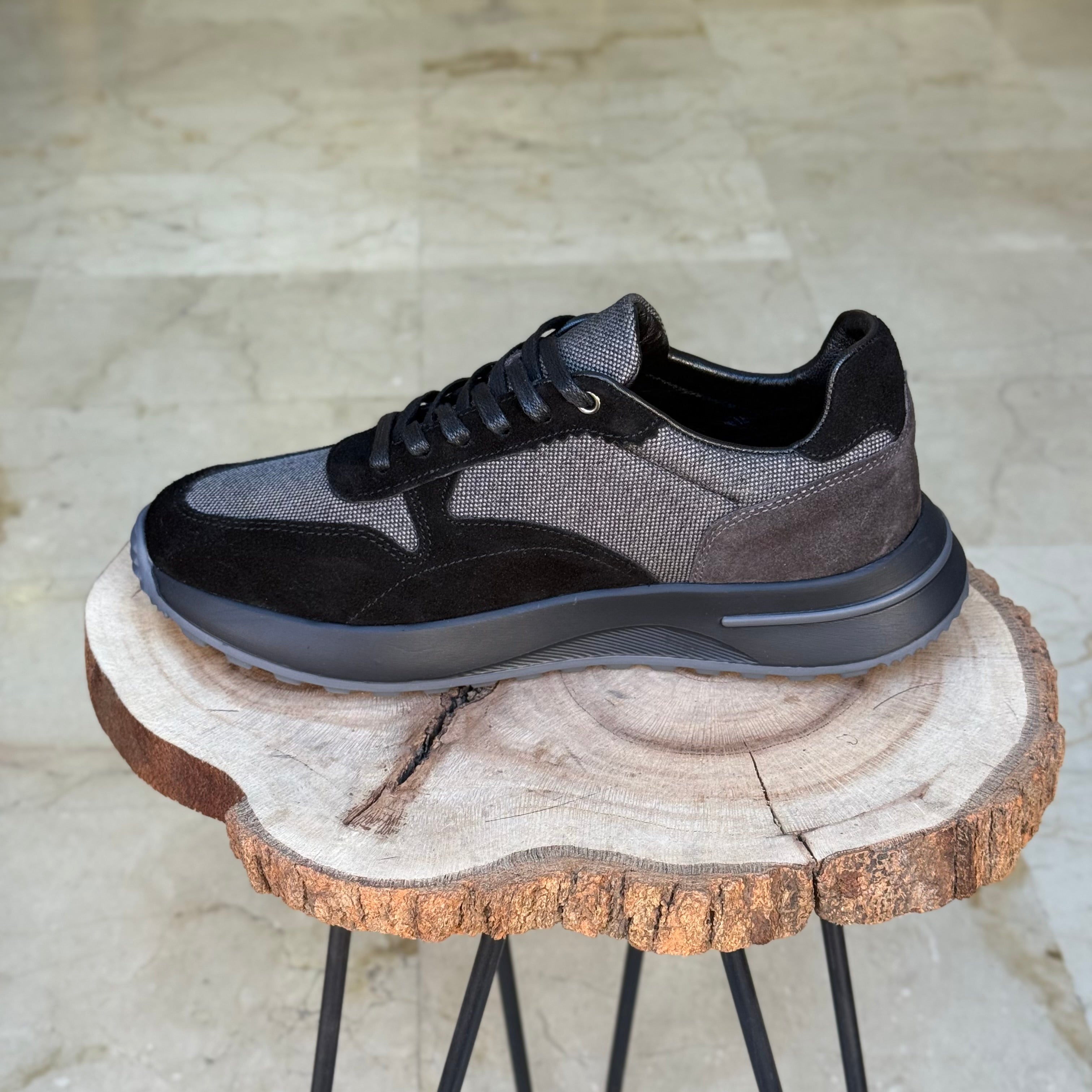 Basket en cuir - 915 gris / n