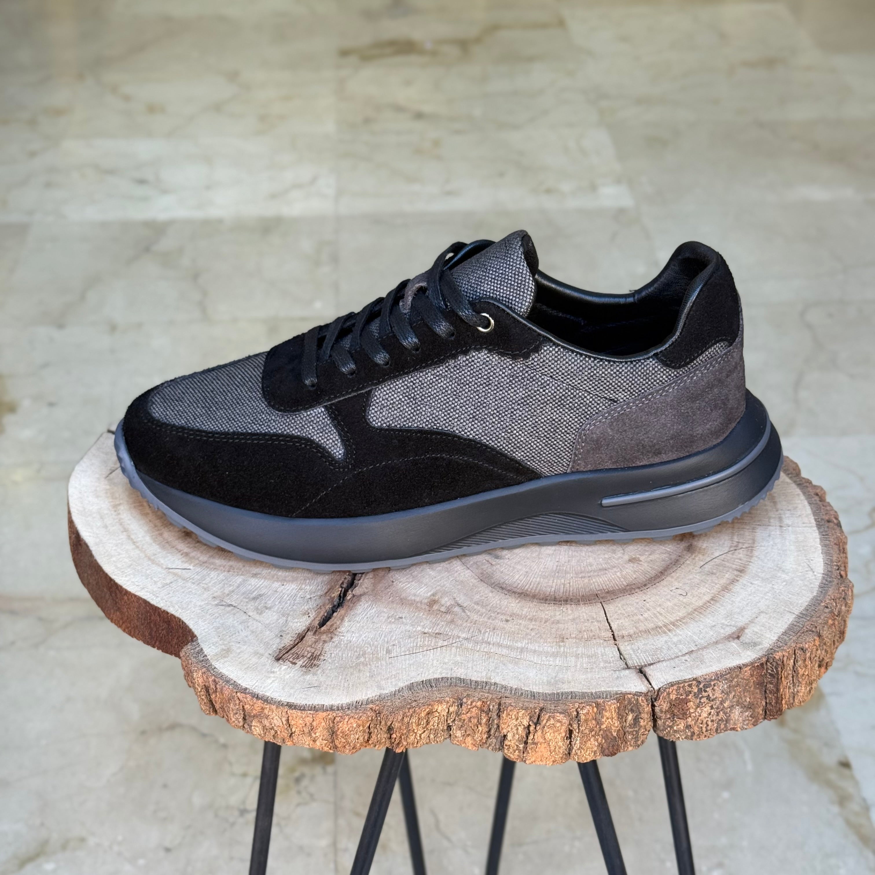 Basket en cuir - 915 gris / n