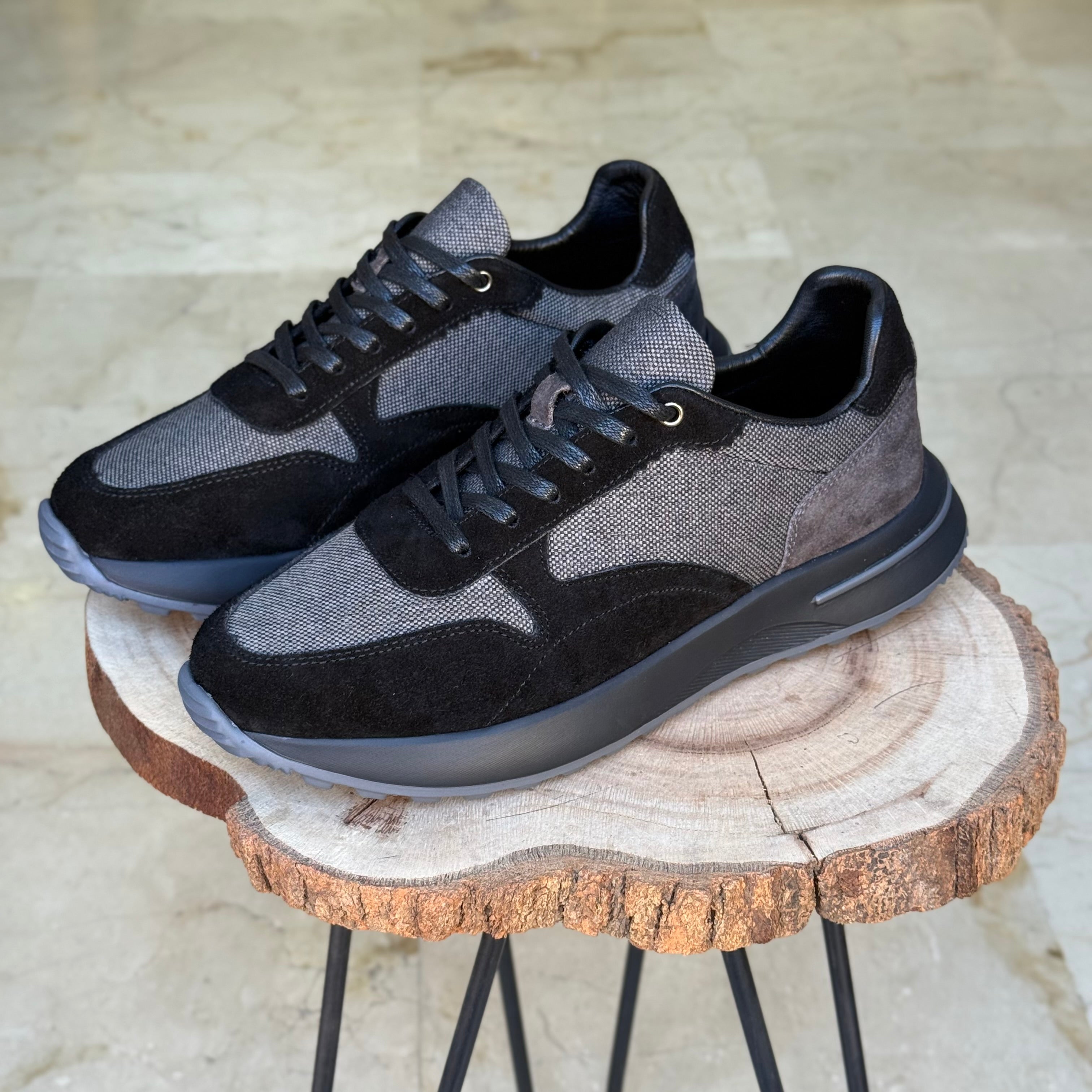 Basket en cuir - 915 gris / n