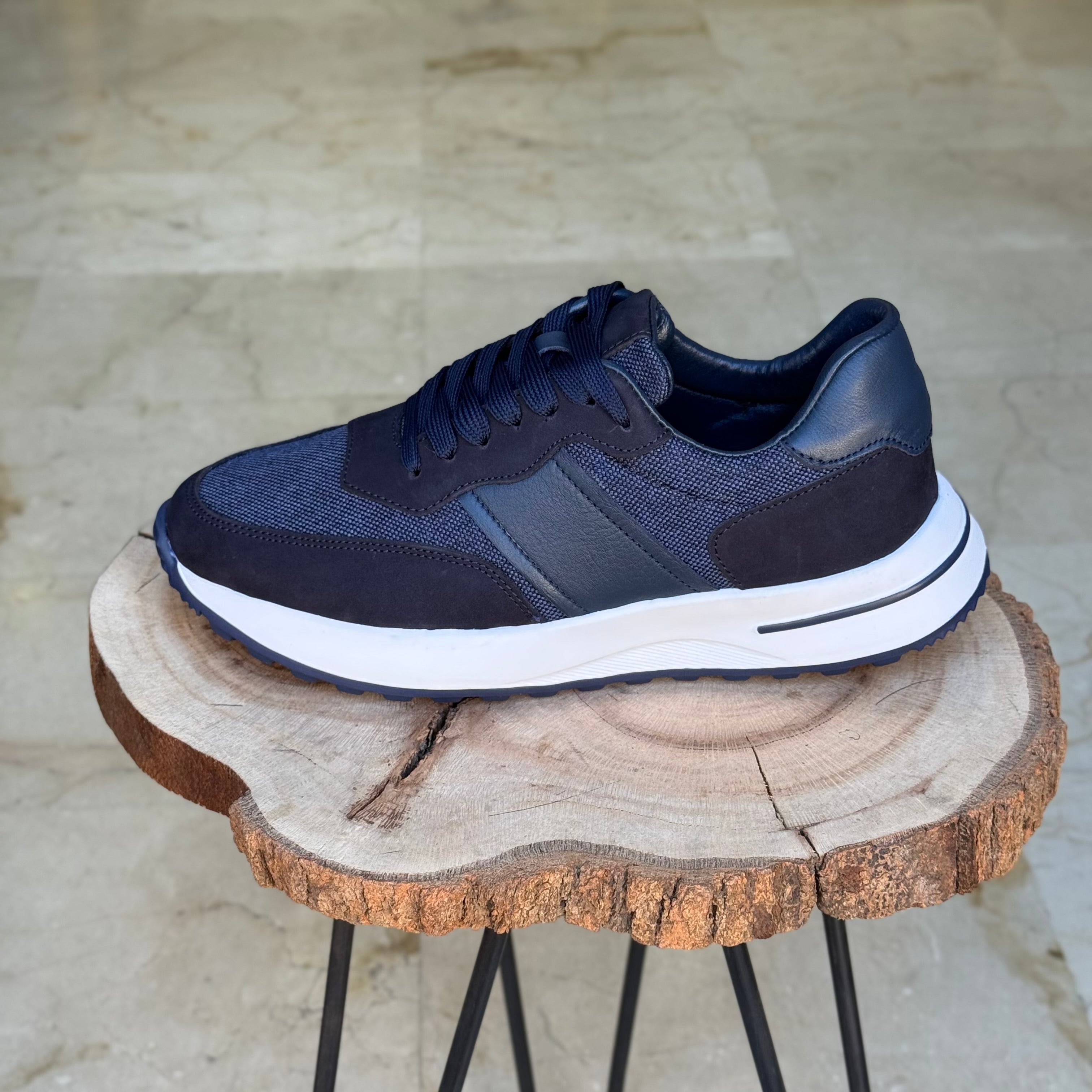 Basket en cuir - 929 bleu / b