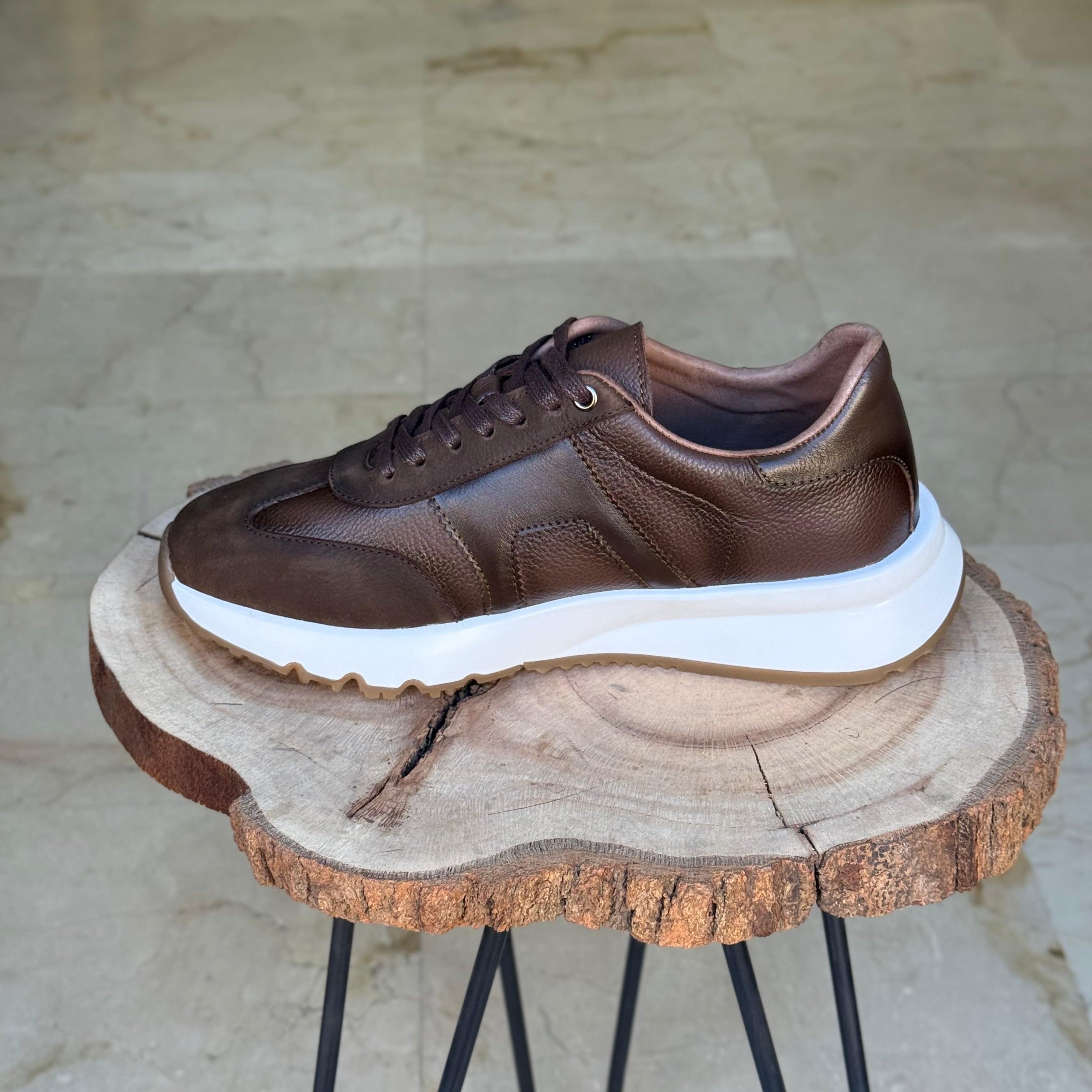 basket en cuir - 926 marron / b