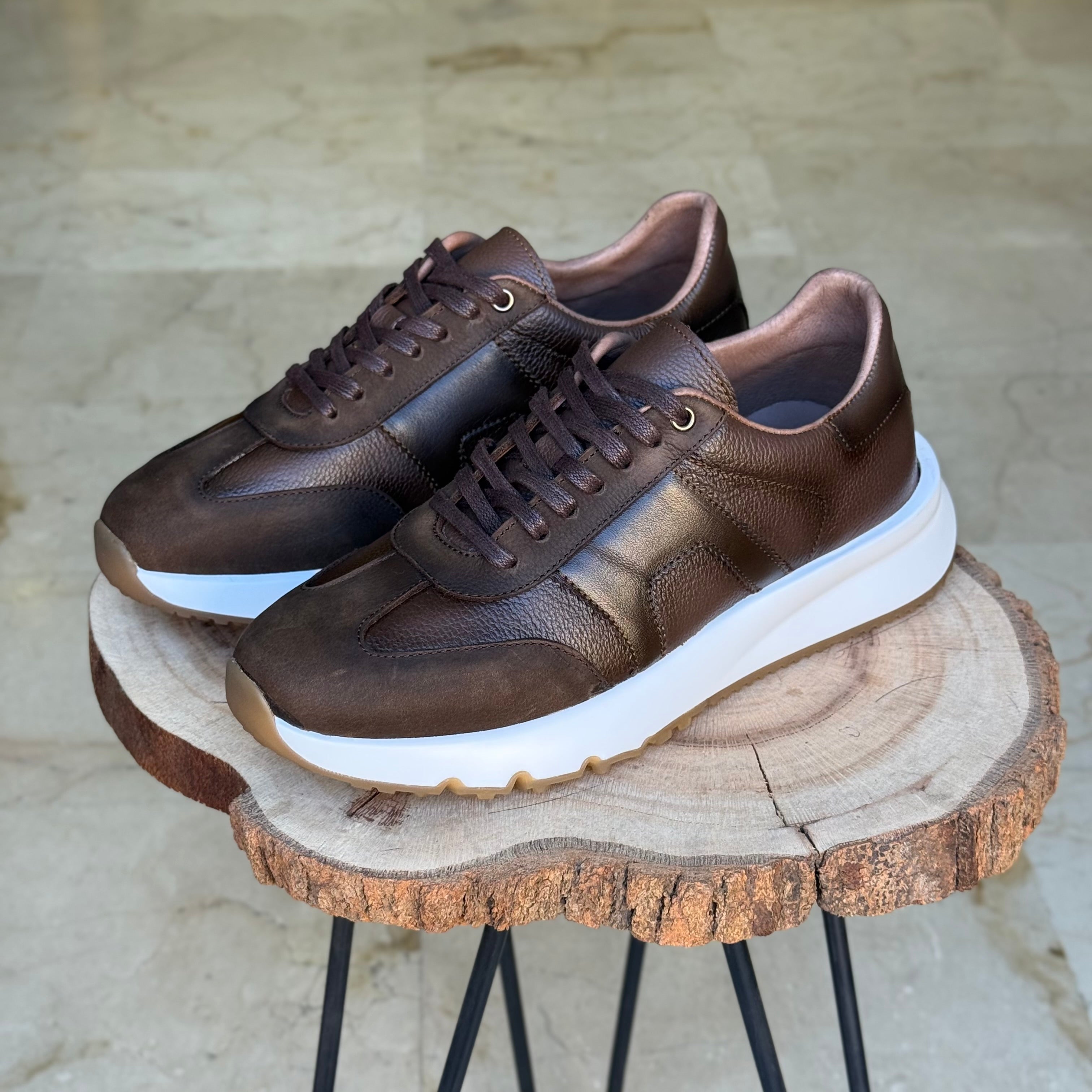 basket en cuir - 926 marron / b