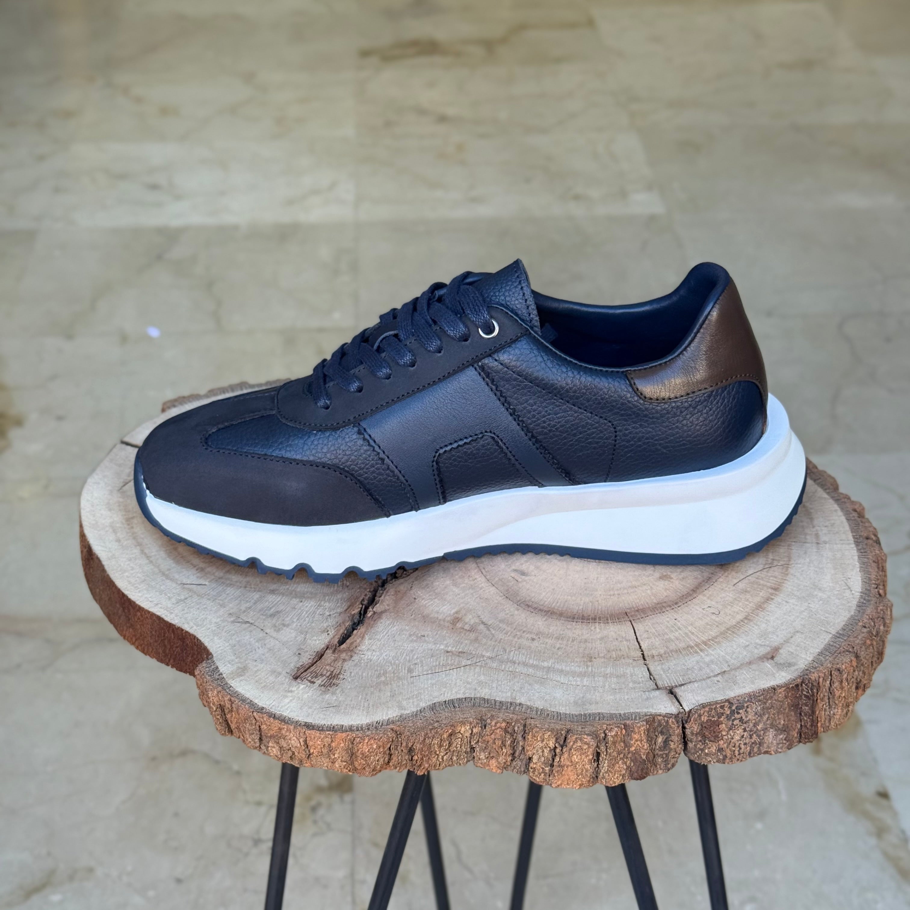 basket en cuir -926 bleu / b