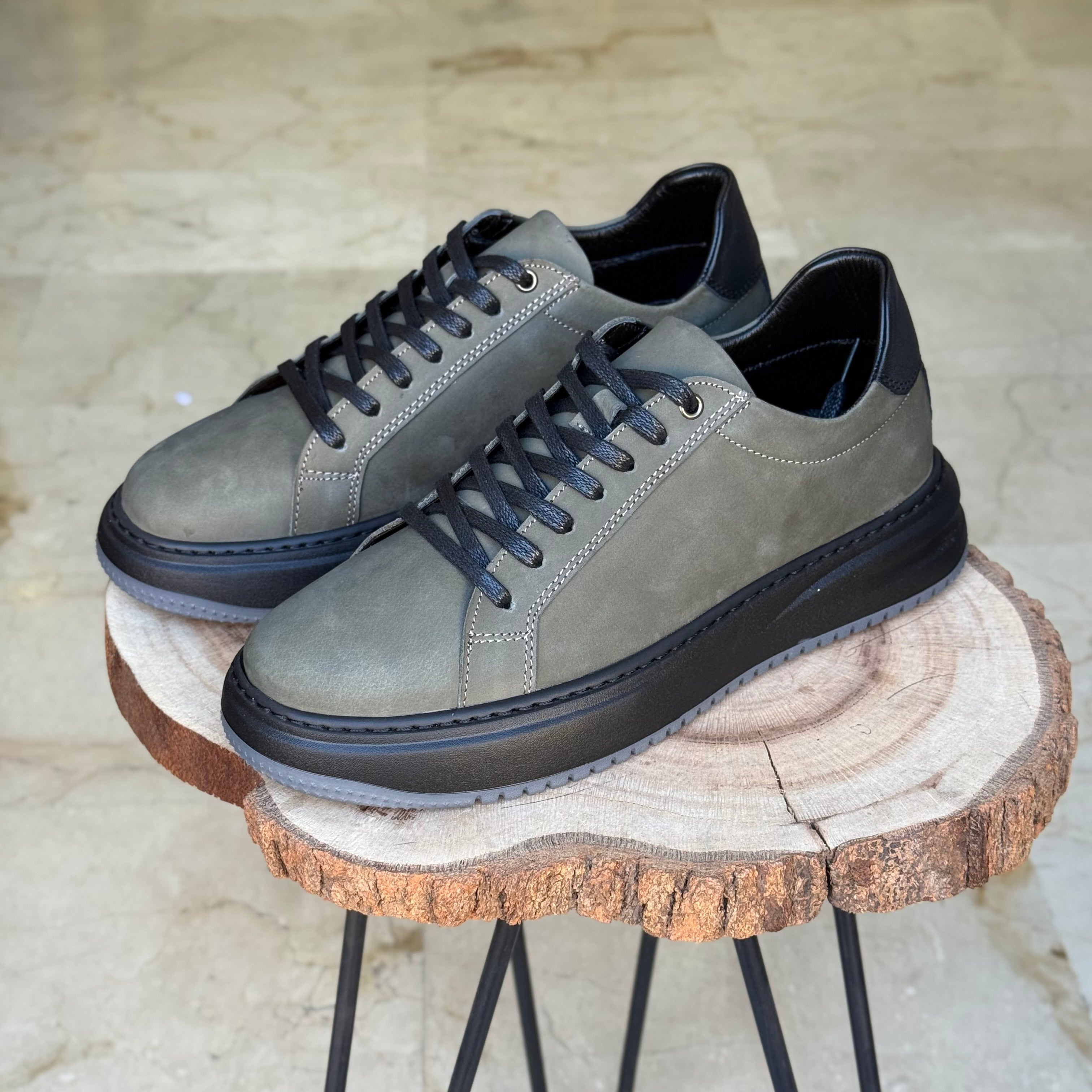 basket en cuir - 825 vert/ n