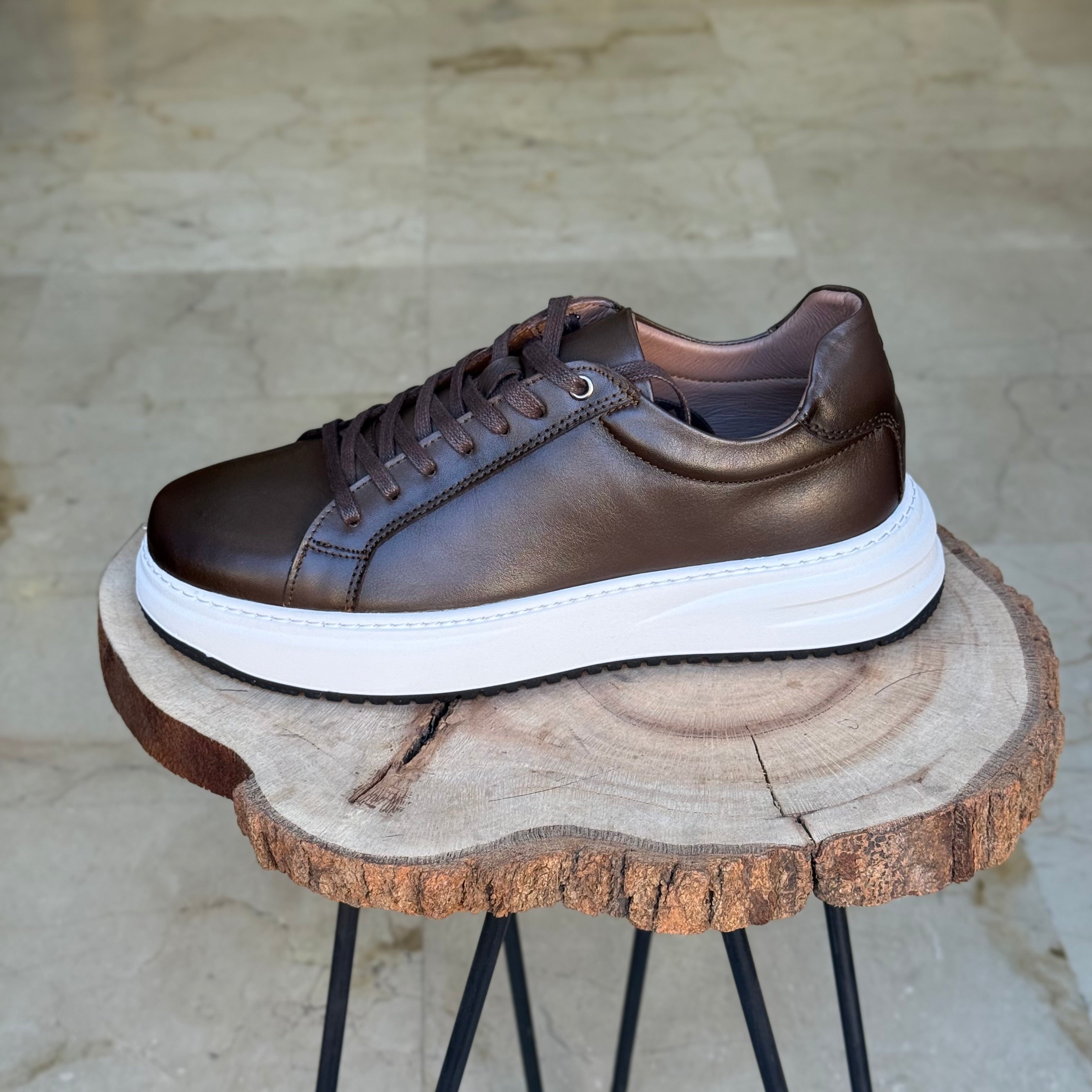 basket en cuir - 825 marron