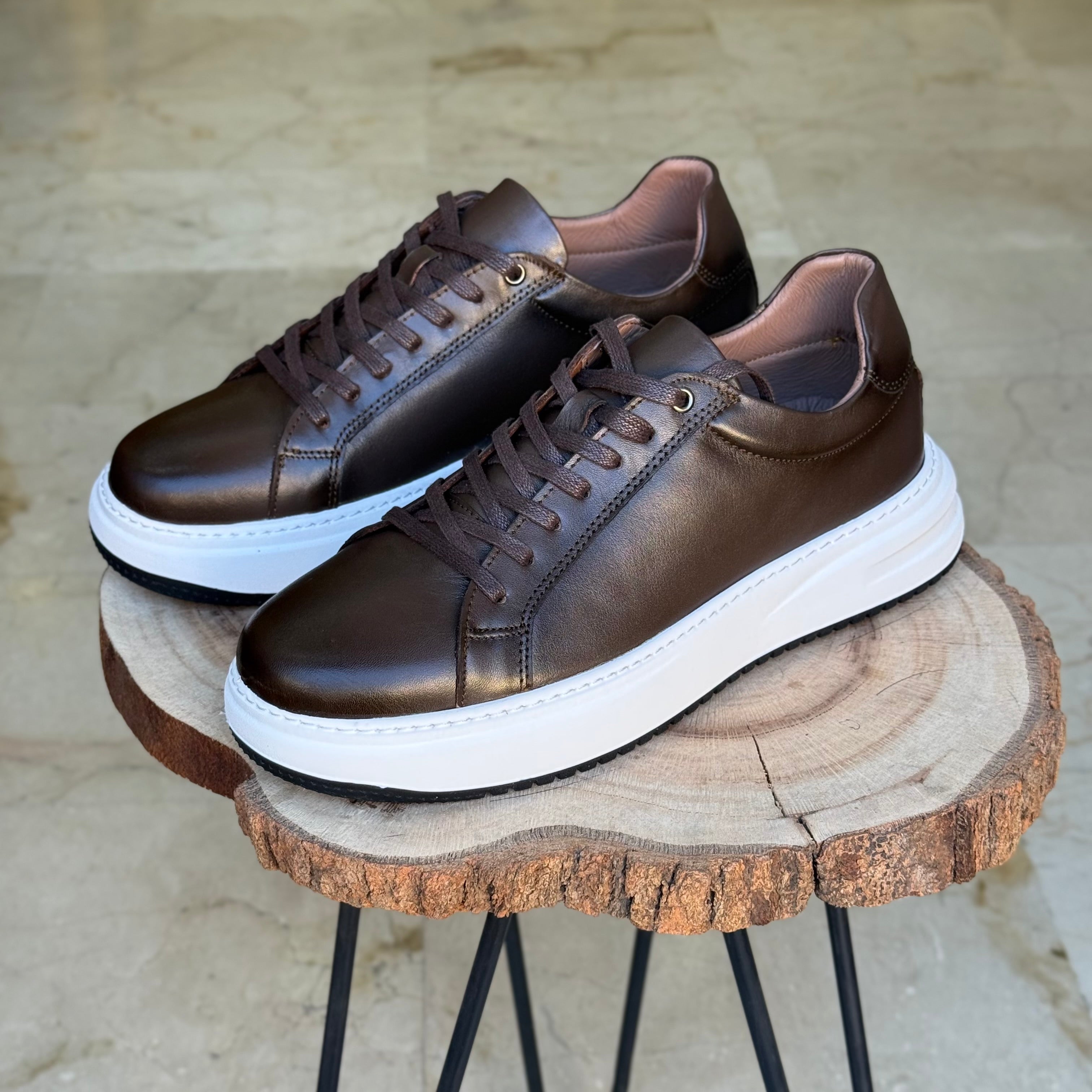 basket en cuir - 825 marron