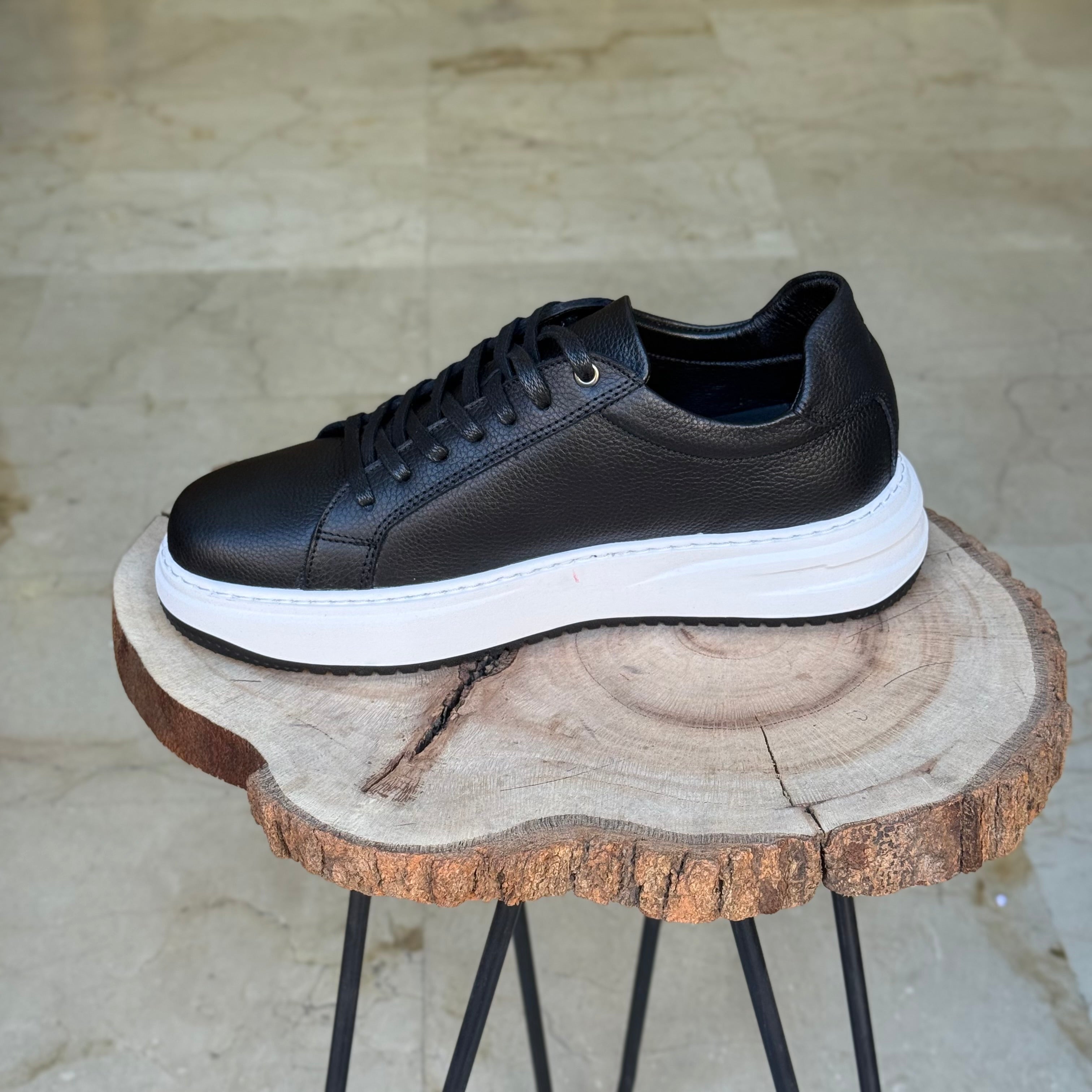 basket en cuir -825 noir / b