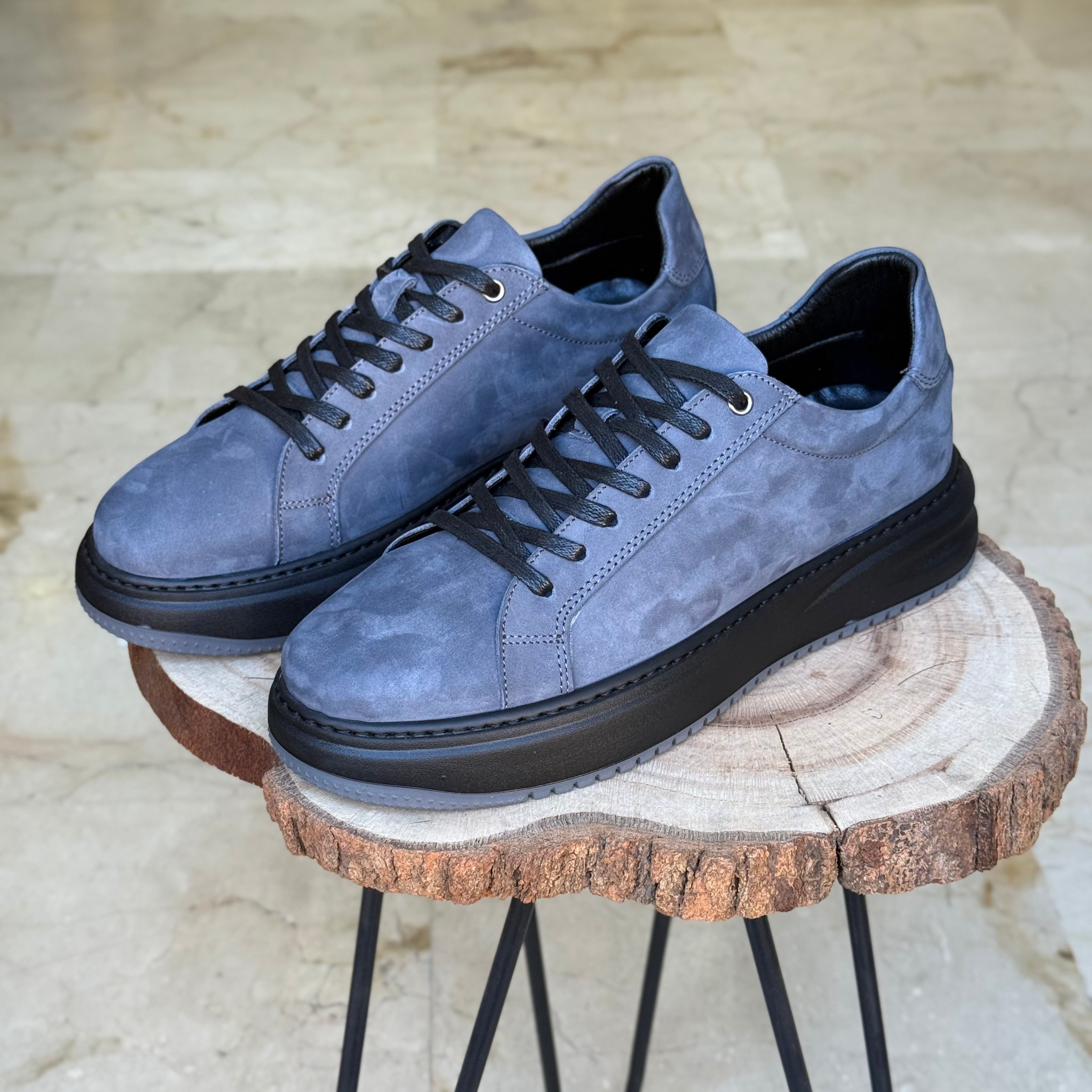 basket en cuir - 825 gris / n