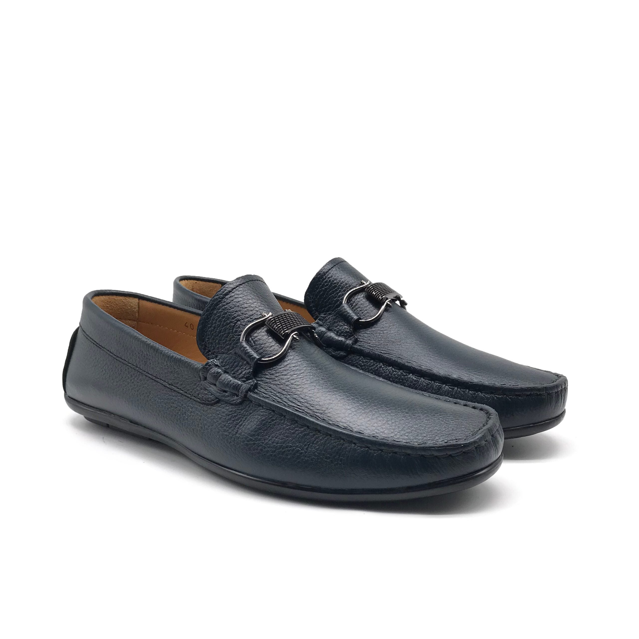 Mocassin En Cuir MT1819 Bleu
