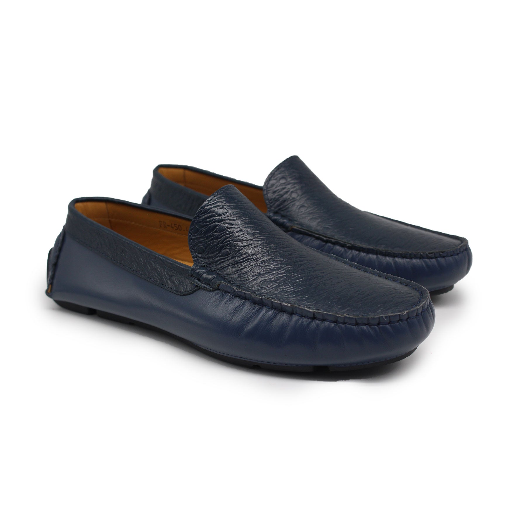 Mocassin en Cuir Ref : 450 Bleu Autruche